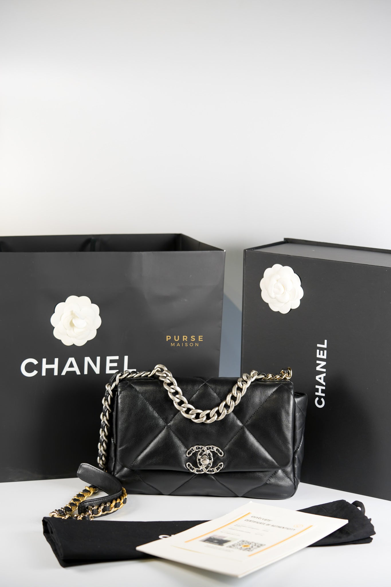 C19 Small in Black Lambskin Leather & Mixed Hardware(microchip) | Purse Maison Luxury Bags Shop