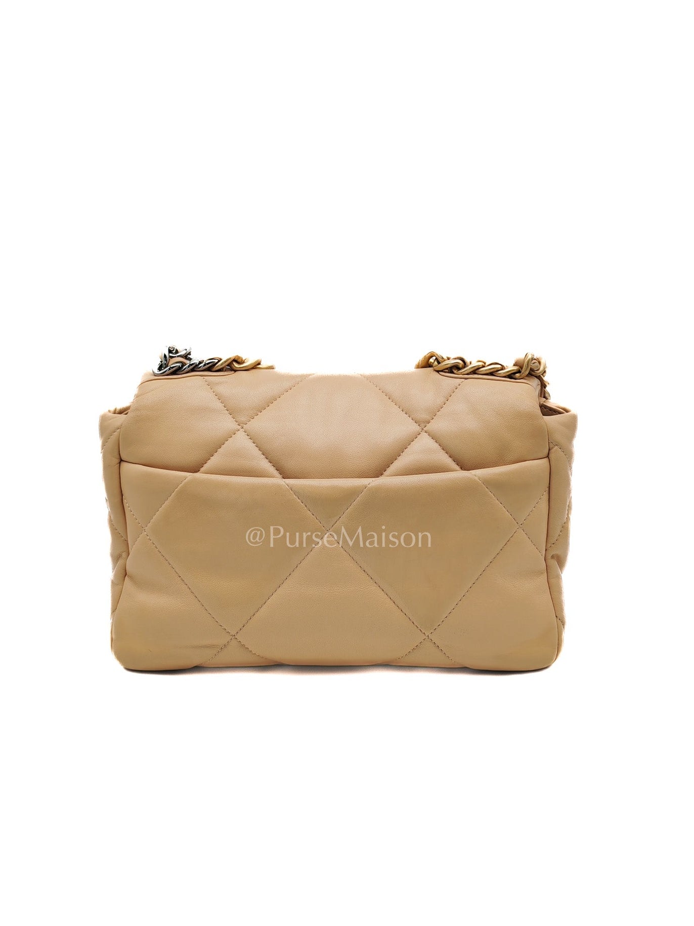 Chanel 19 Small in Beige Quilted Lambskin Leather and Mixed Hardware (Microchip)