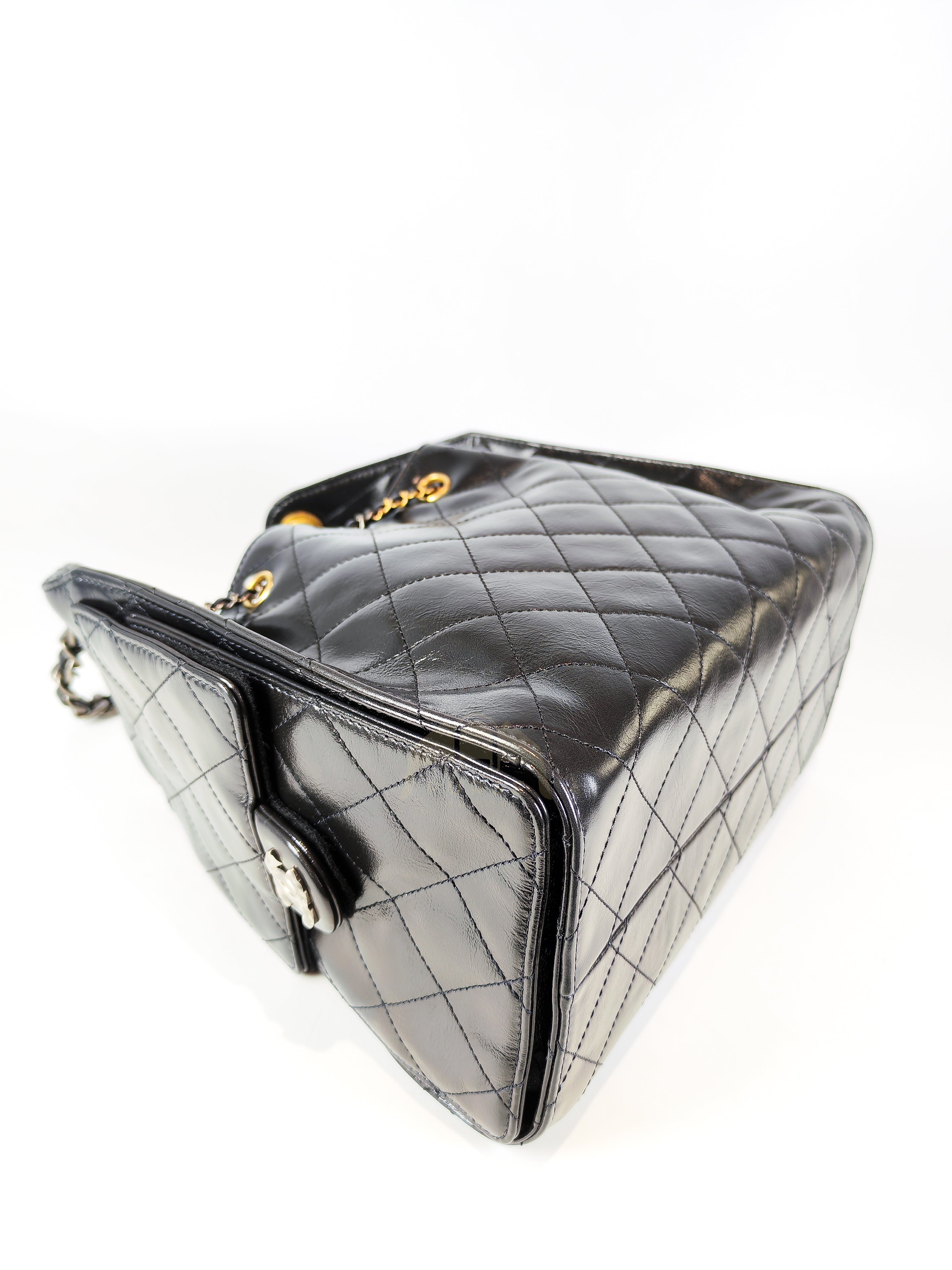 C25 Small in Black Shiny Calfskin Leather and Mixed Hardware (Microchip) | Purse Maison Luxury Bags Shop