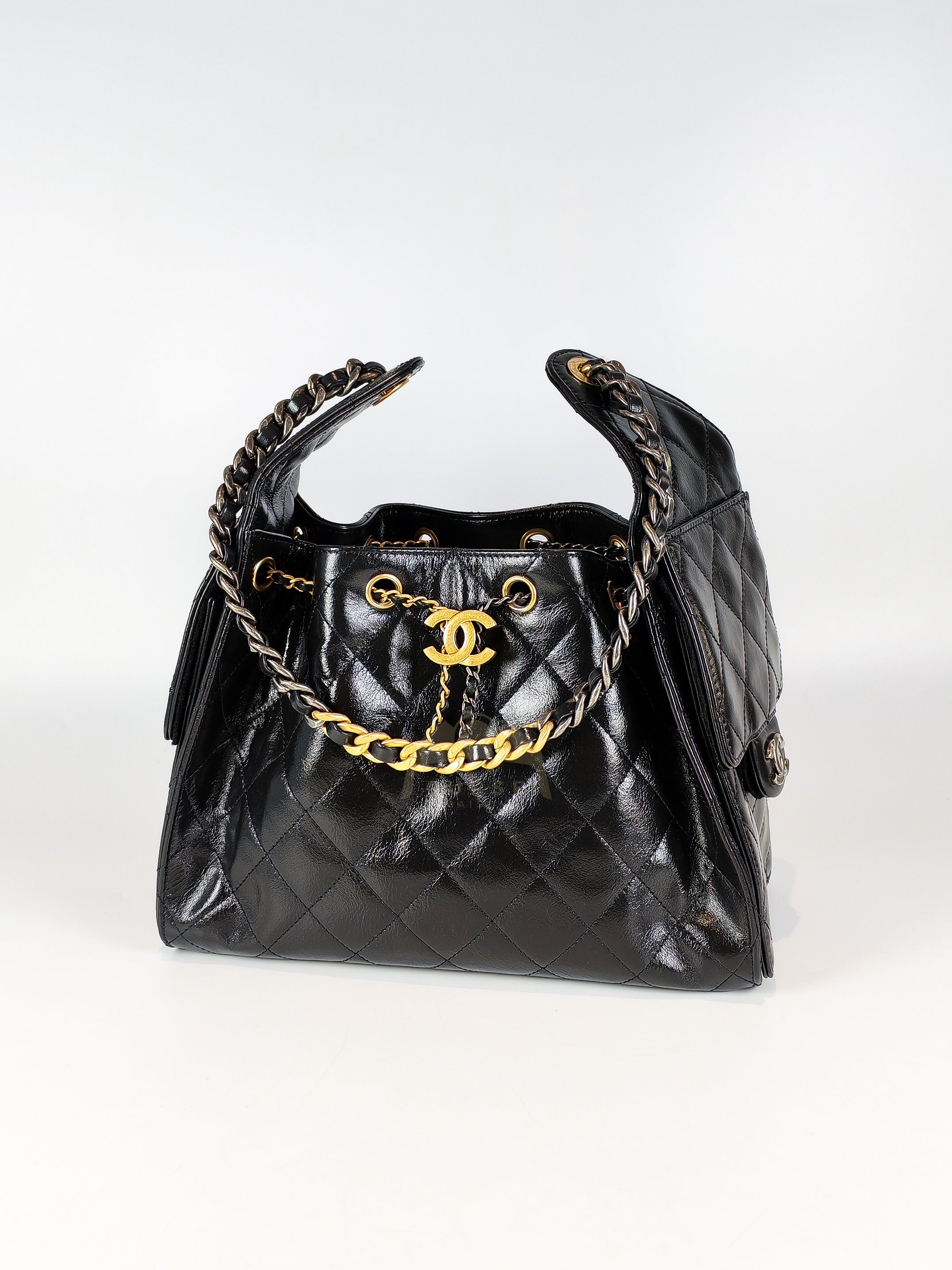 C25 Small in Black Shiny Calfskin Leather and Mixed Hardware (Microchip) | Purse Maison Luxury Bags Shop