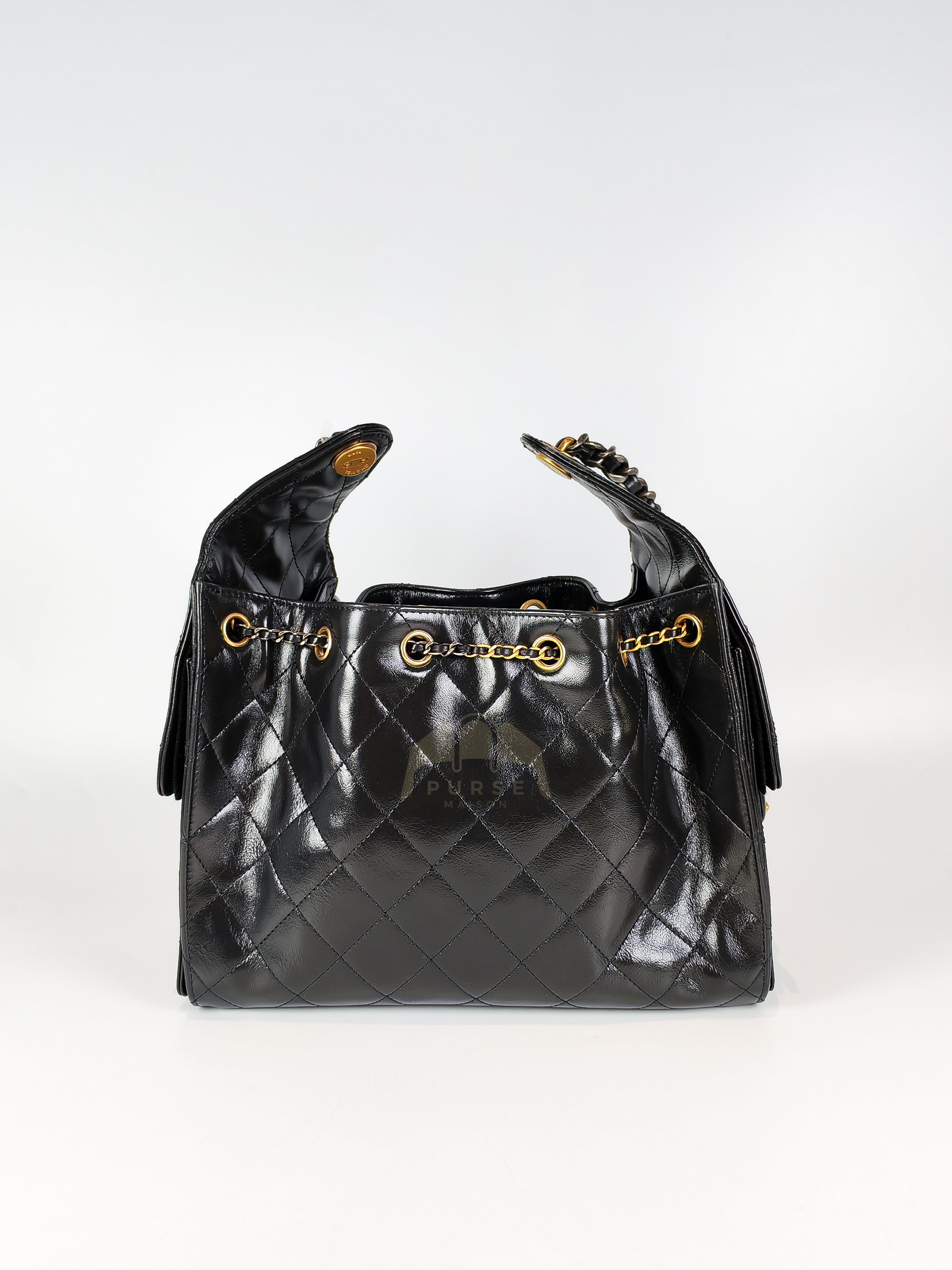 C25 Small in Black Shiny Calfskin Leather and Mixed Hardware (Microchip) | Purse Maison Luxury Bags Shop