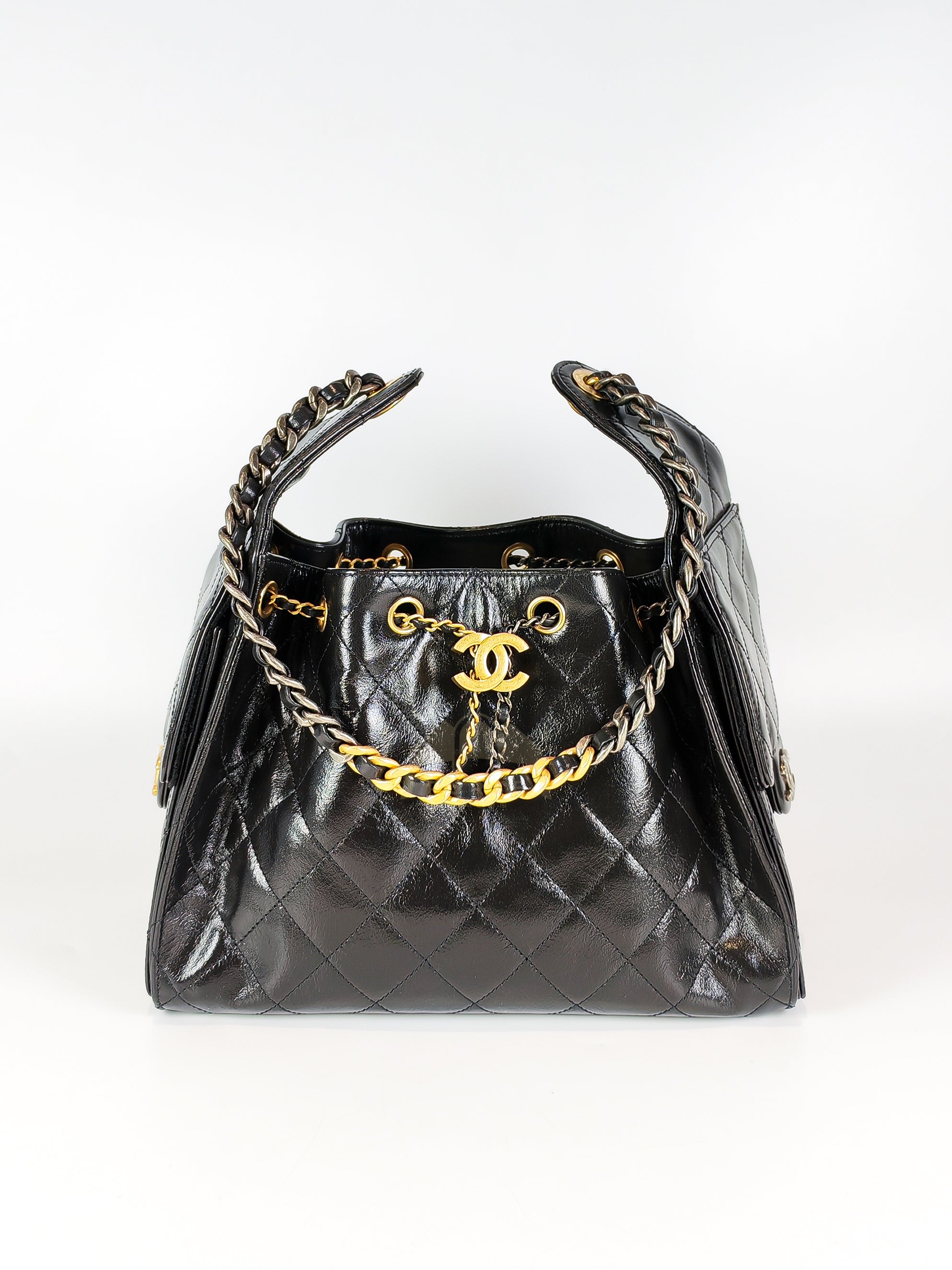 C25 Small in Black Shiny Calfskin Leather and Mixed Hardware (Microchip) | Purse Maison Luxury Bags Shop