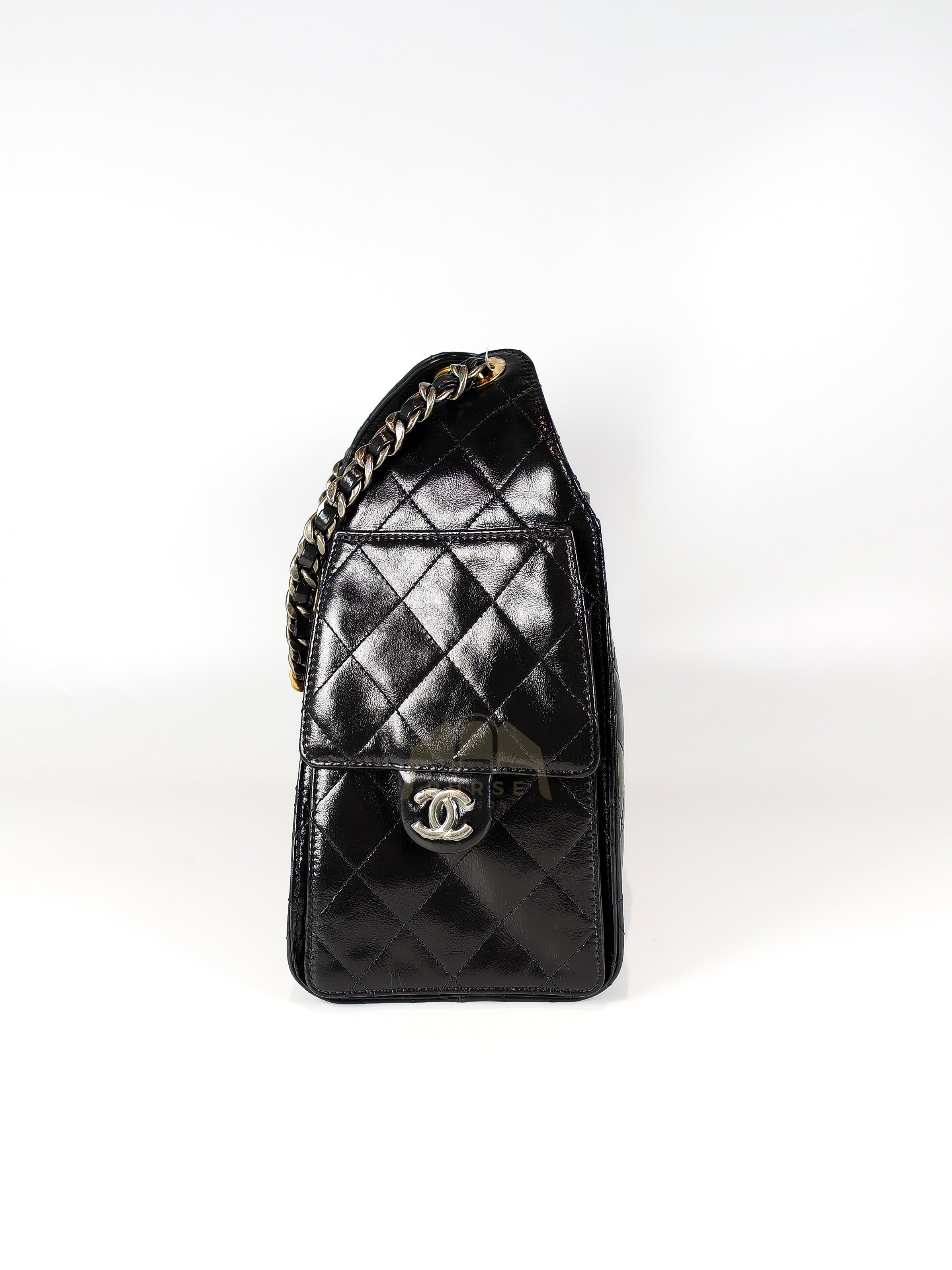 C25 Small in Black Shiny Calfskin Leather and Mixed Hardware (Microchip) | Purse Maison Luxury Bags Shop