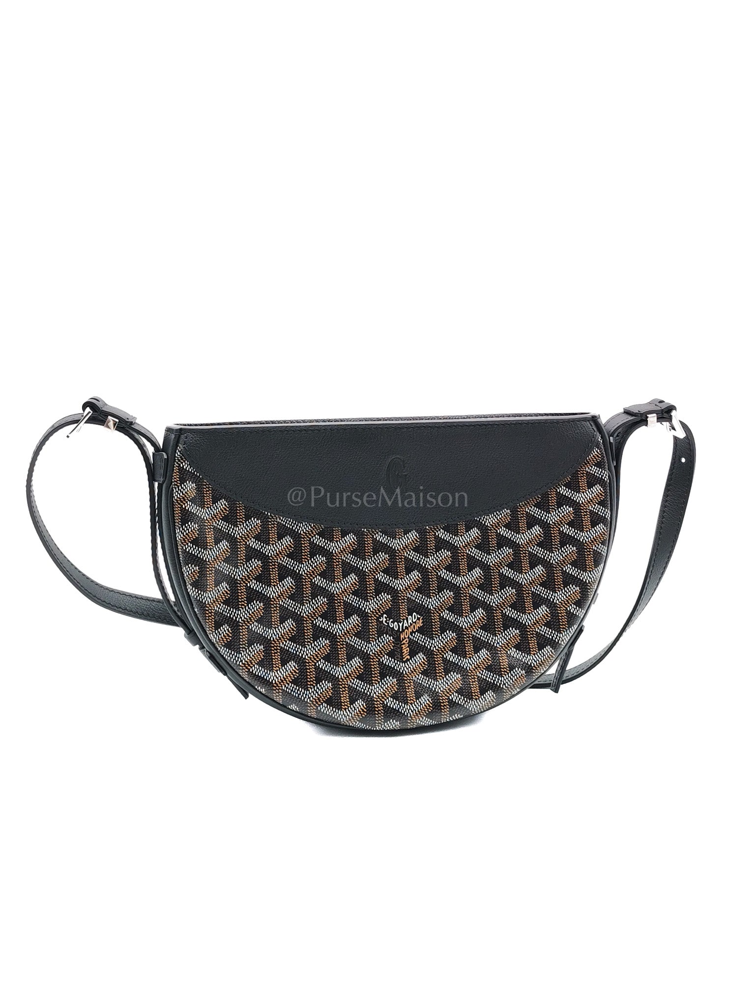 Hirondelle in Black Goyardine Cavas Crossbody Bag