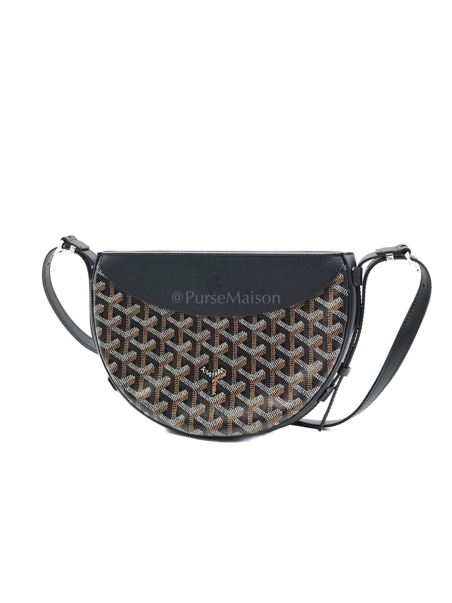 Hirondelle in Black Goyardine Cavas Crossbody Bag