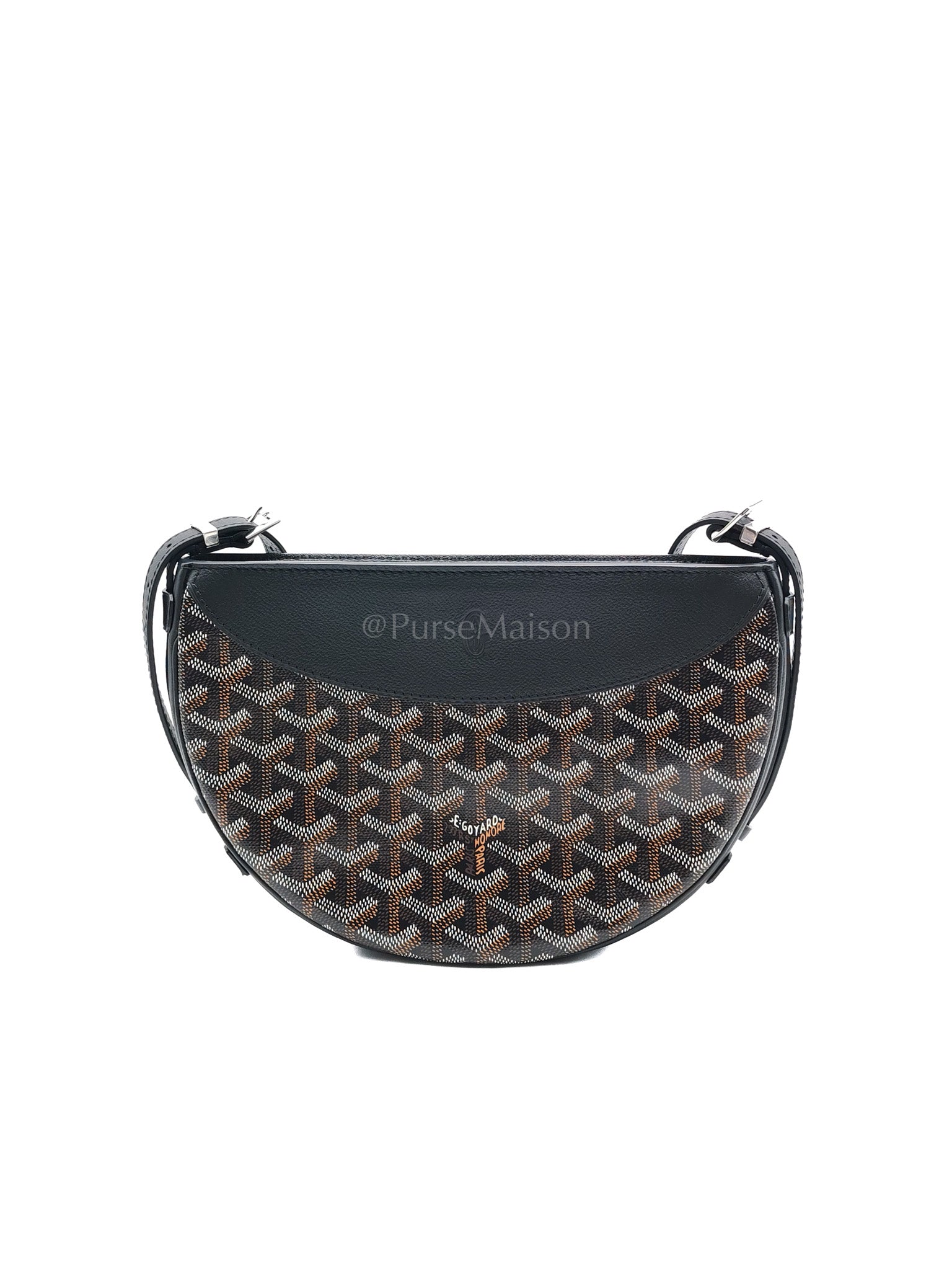 Hirondelle in Black Goyardine Cavas Crossbody Bag