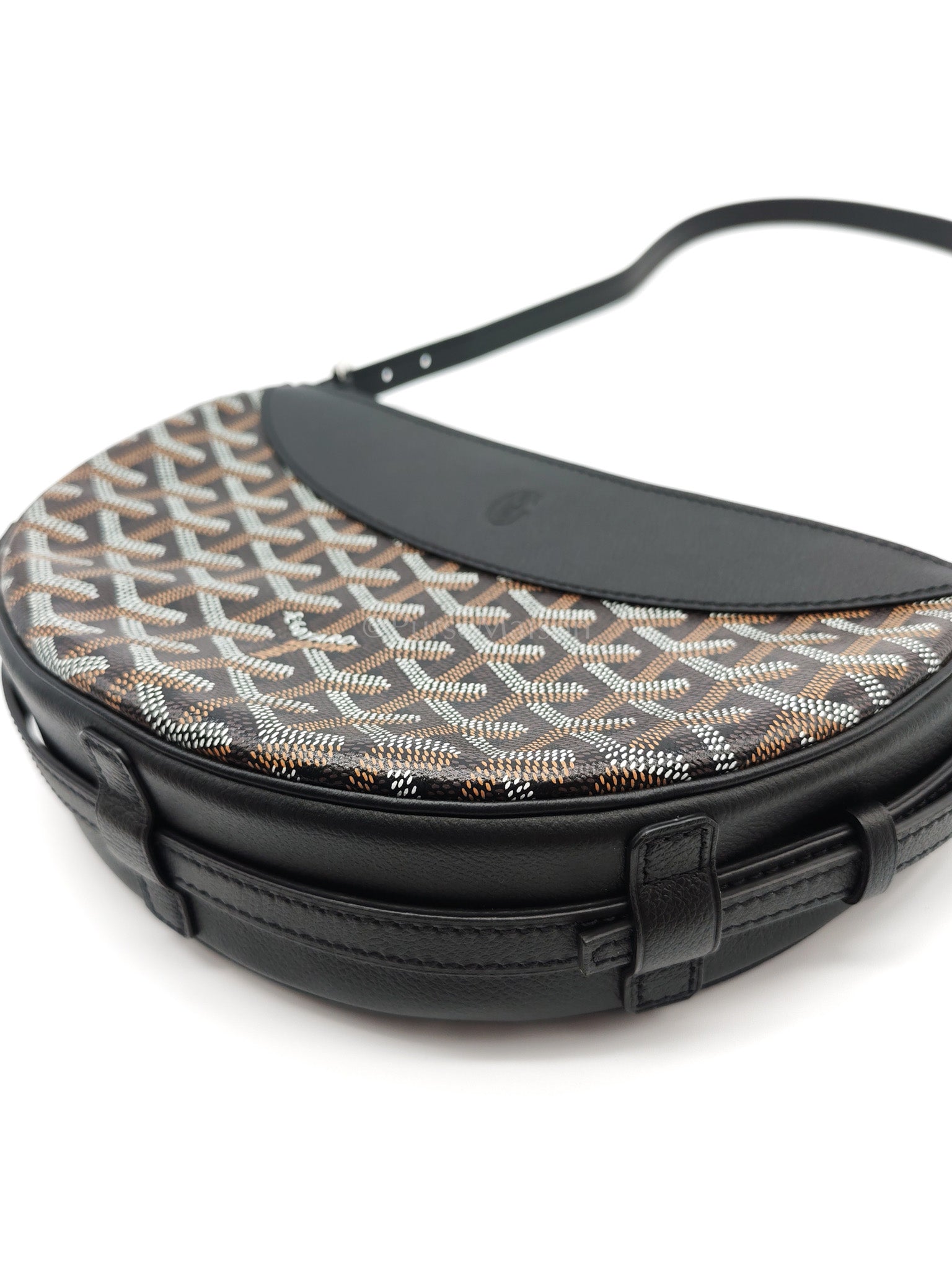 Hirondelle in Black Goyardine Cavas Crossbody Bag