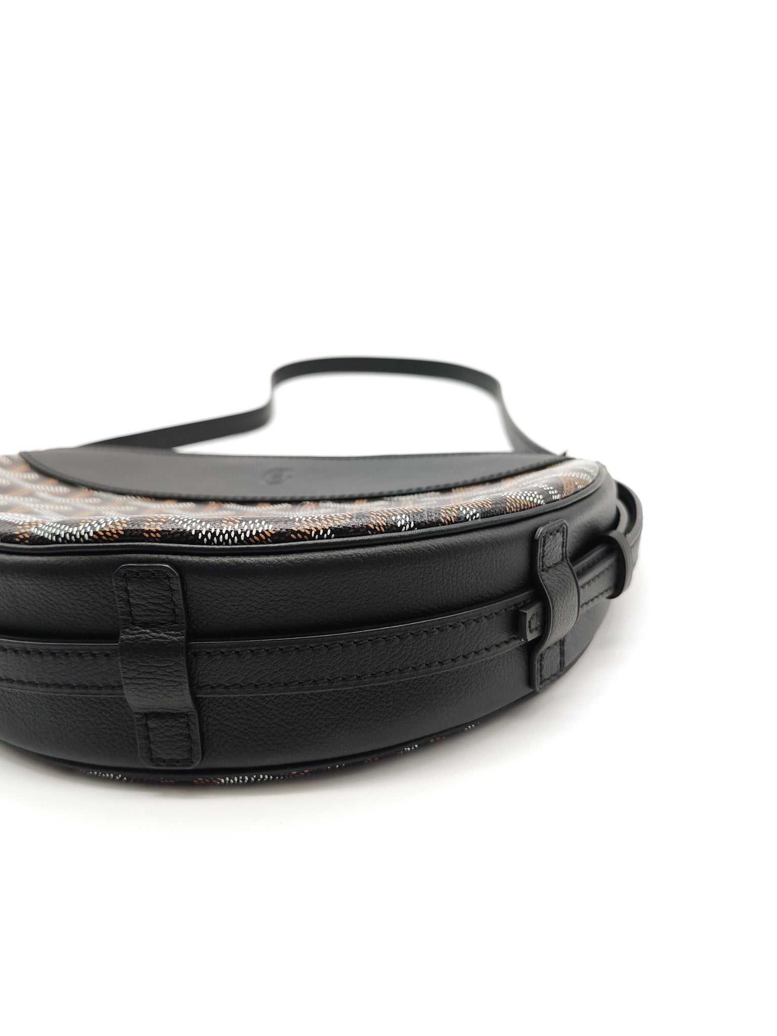 Hirondelle in Black Goyardine Cavas Crossbody Bag