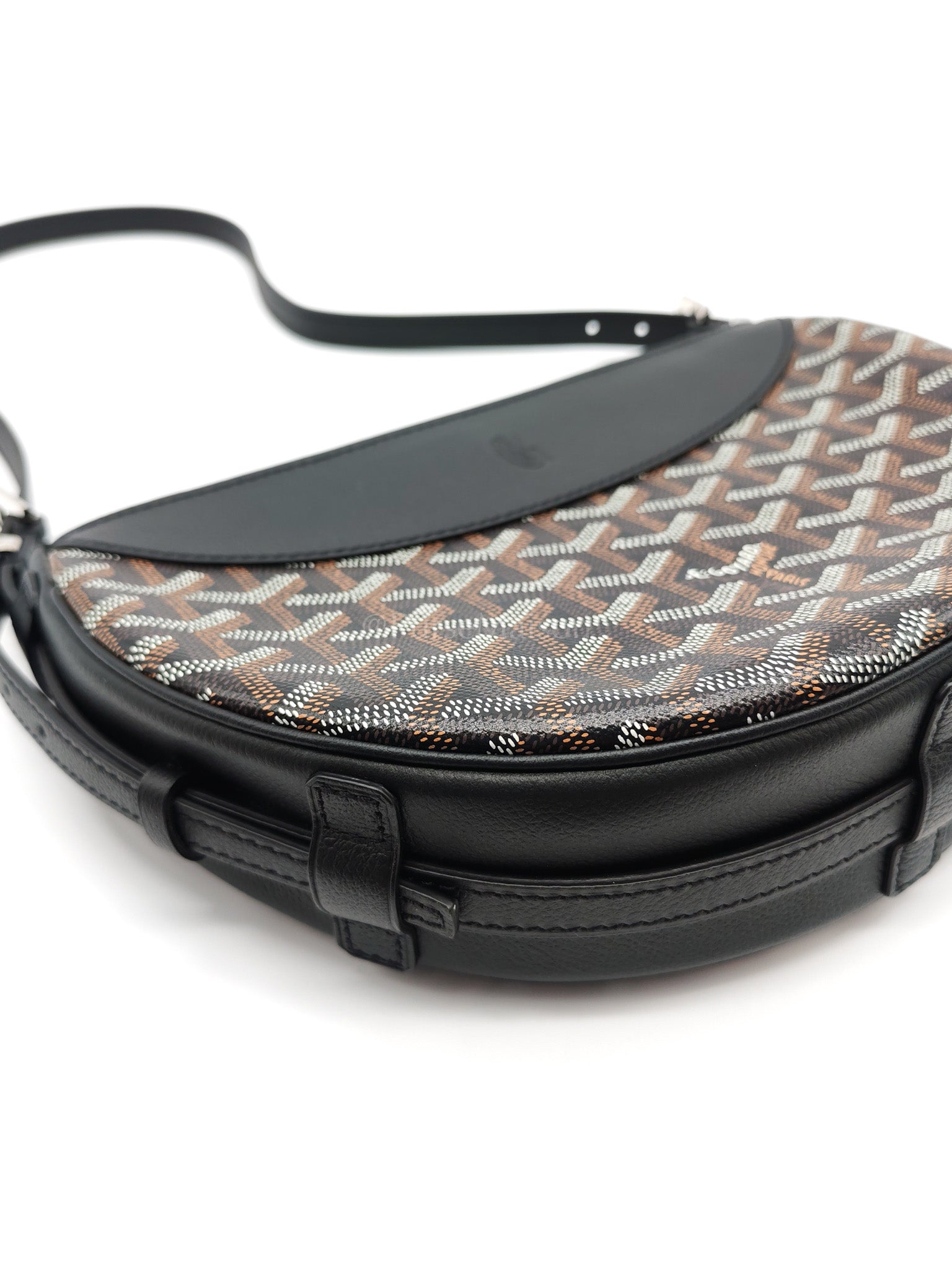 Hirondelle in Black Goyardine Cavas Crossbody Bag