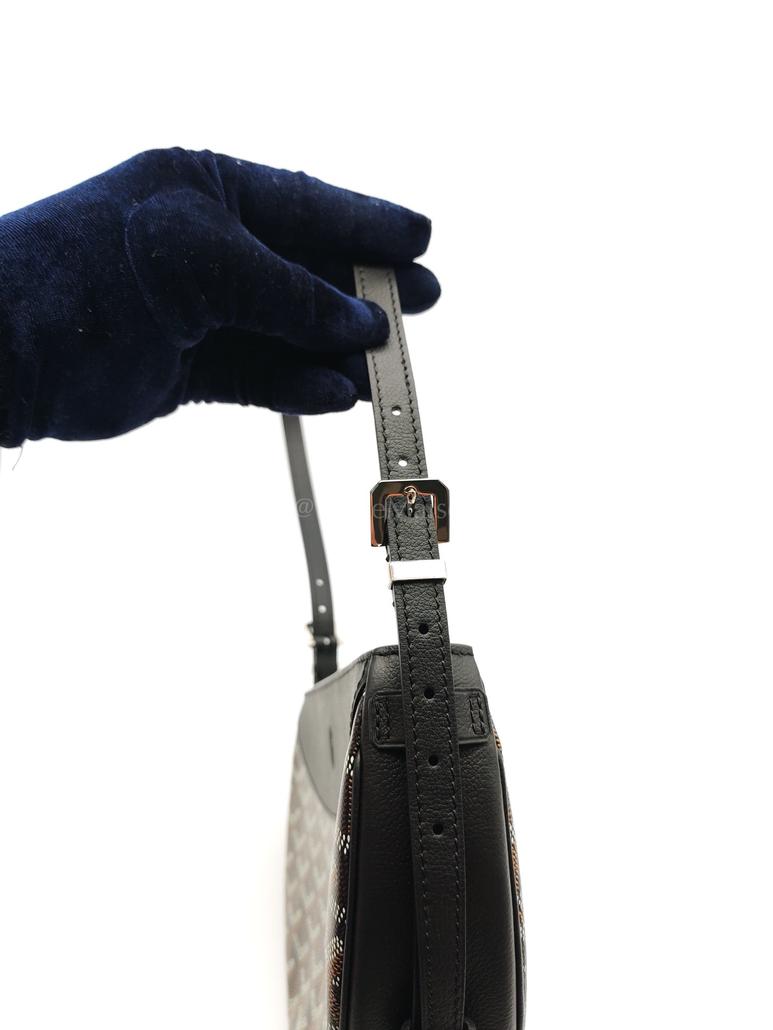 Hirondelle in Black Goyardine Cavas Crossbody Bag