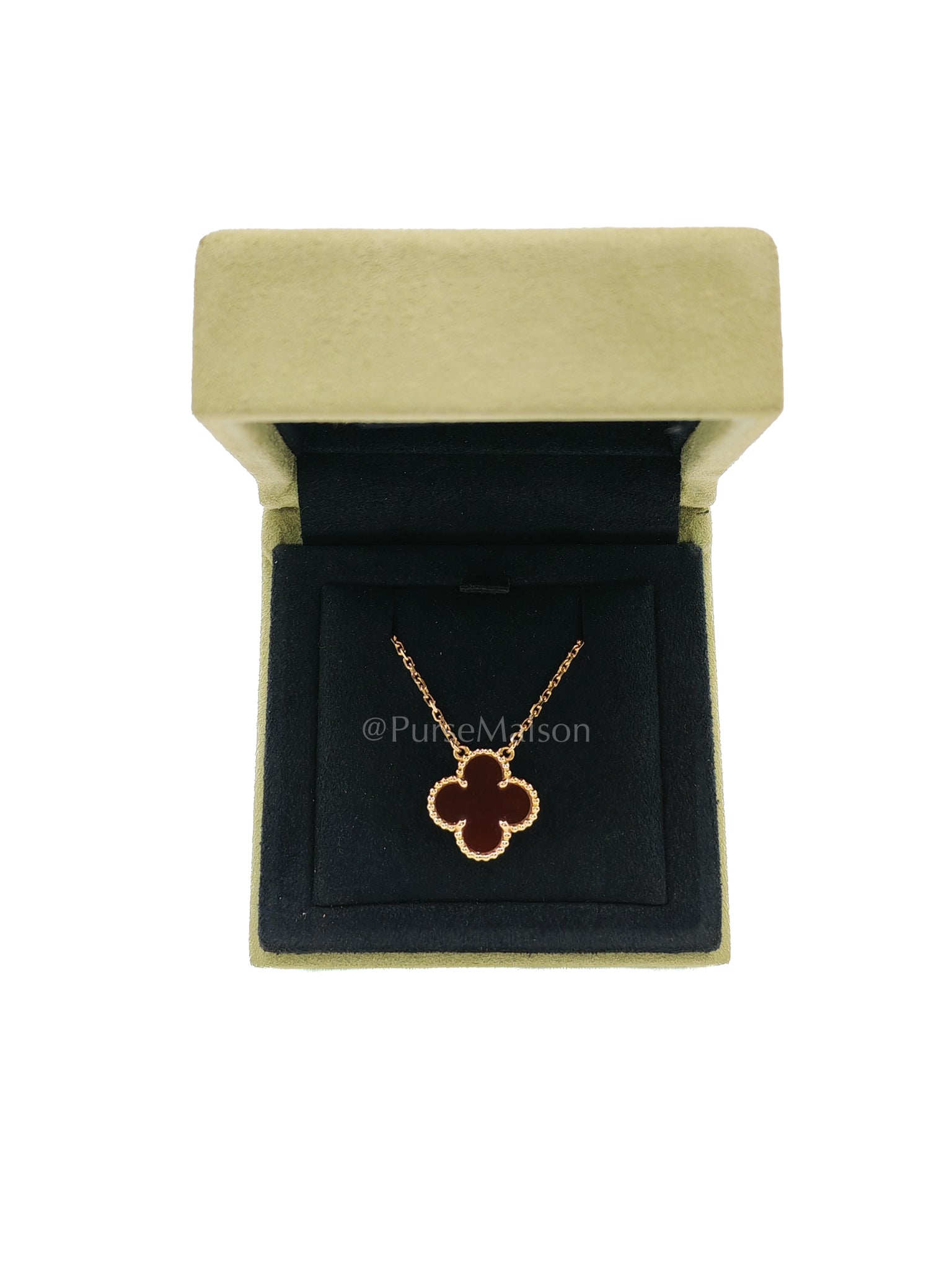 Sweet Alhambra Carnelian Mother of Pearl Pendant Yellow Gold Necklace Year 2020