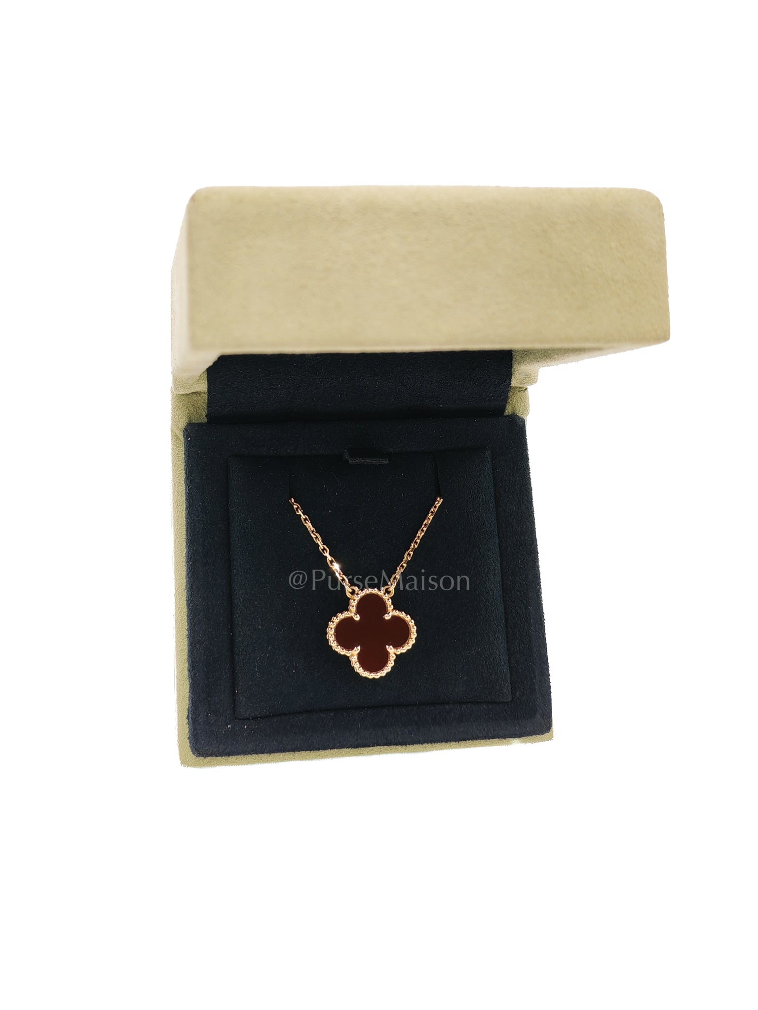 Sweet Alhambra Carnelian Mother of Pearl Pendant Yellow Gold Necklace Year 2020