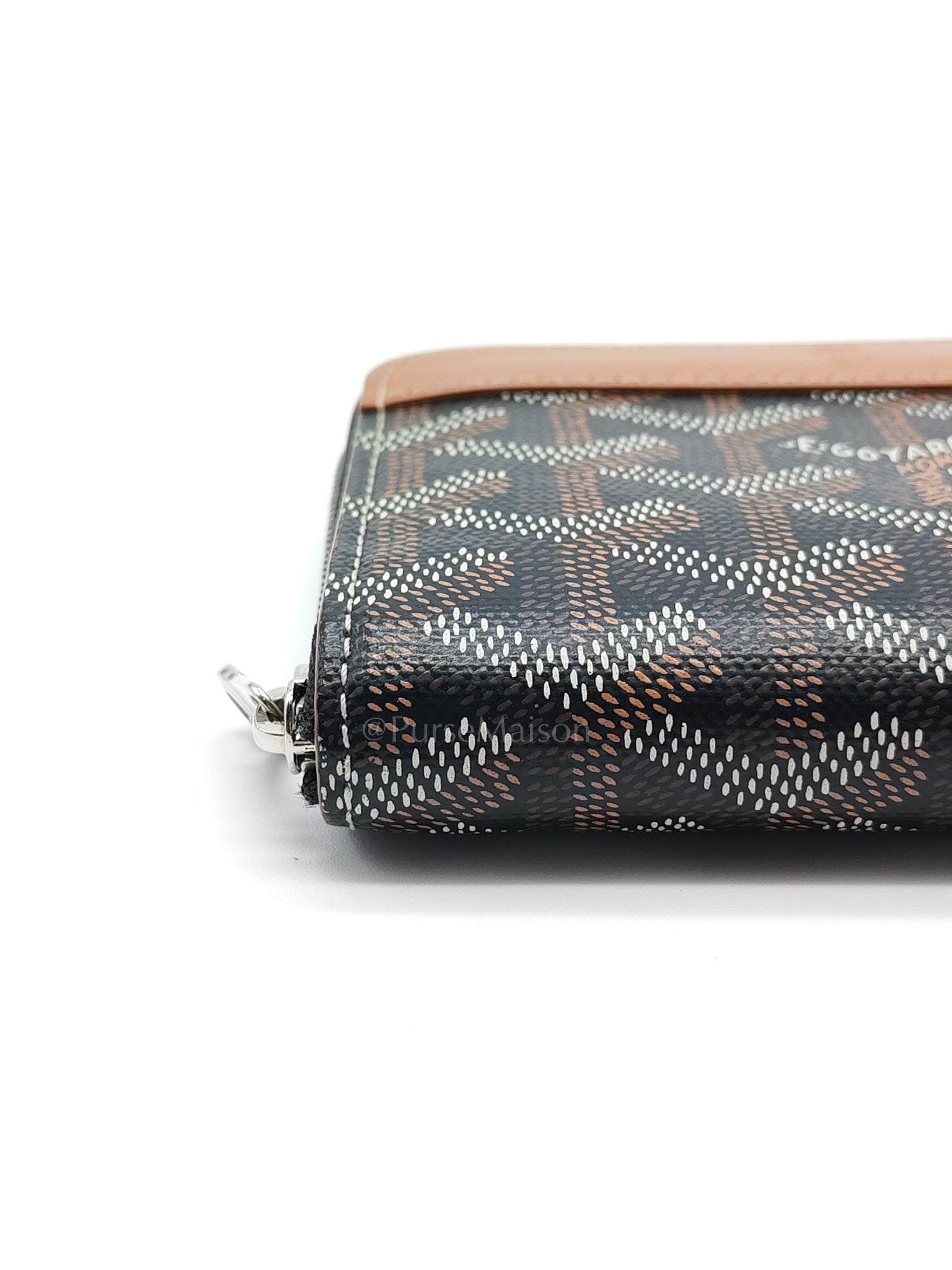 Matignon PM Zip Wallet in Tan Goyardine Canvas