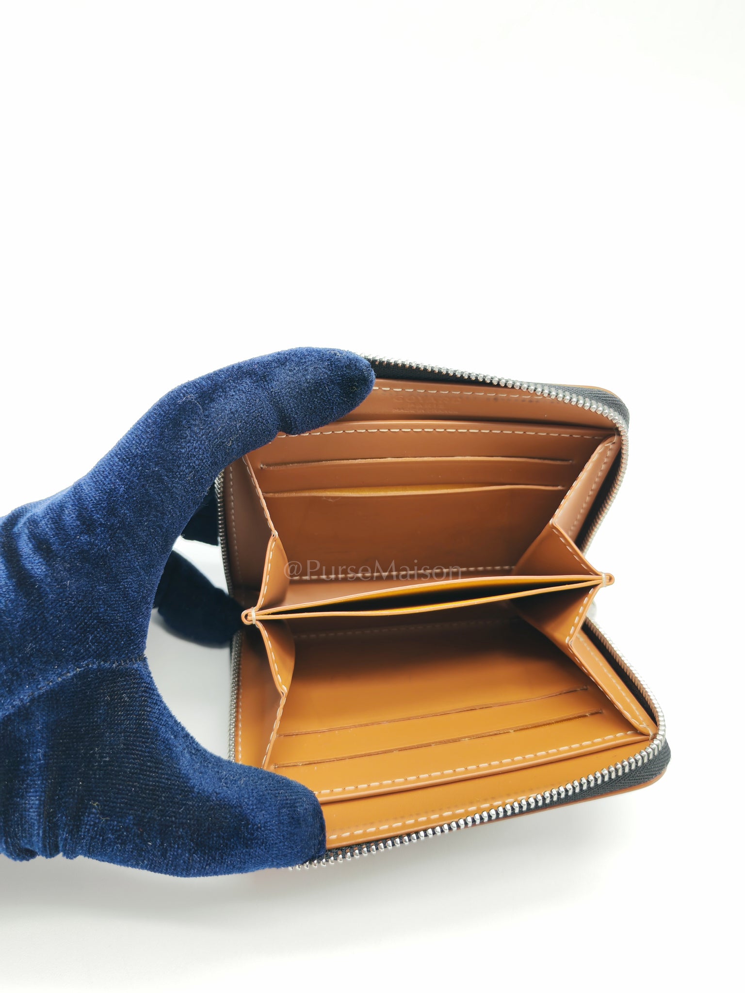 Matignon PM Zip Wallet in Tan Goyardine Canvas