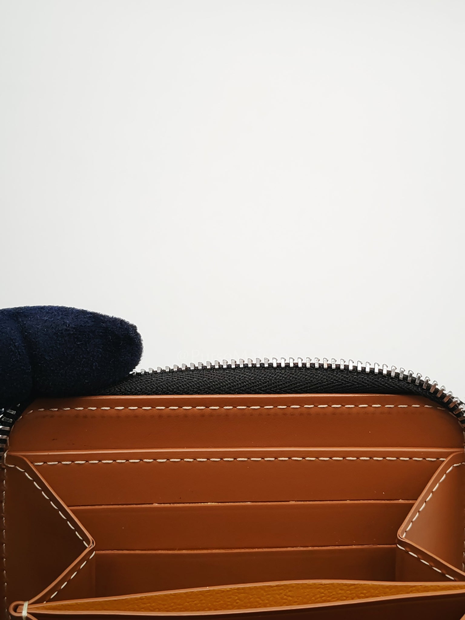 Matignon PM Zip Wallet in Tan Goyardine Canvas