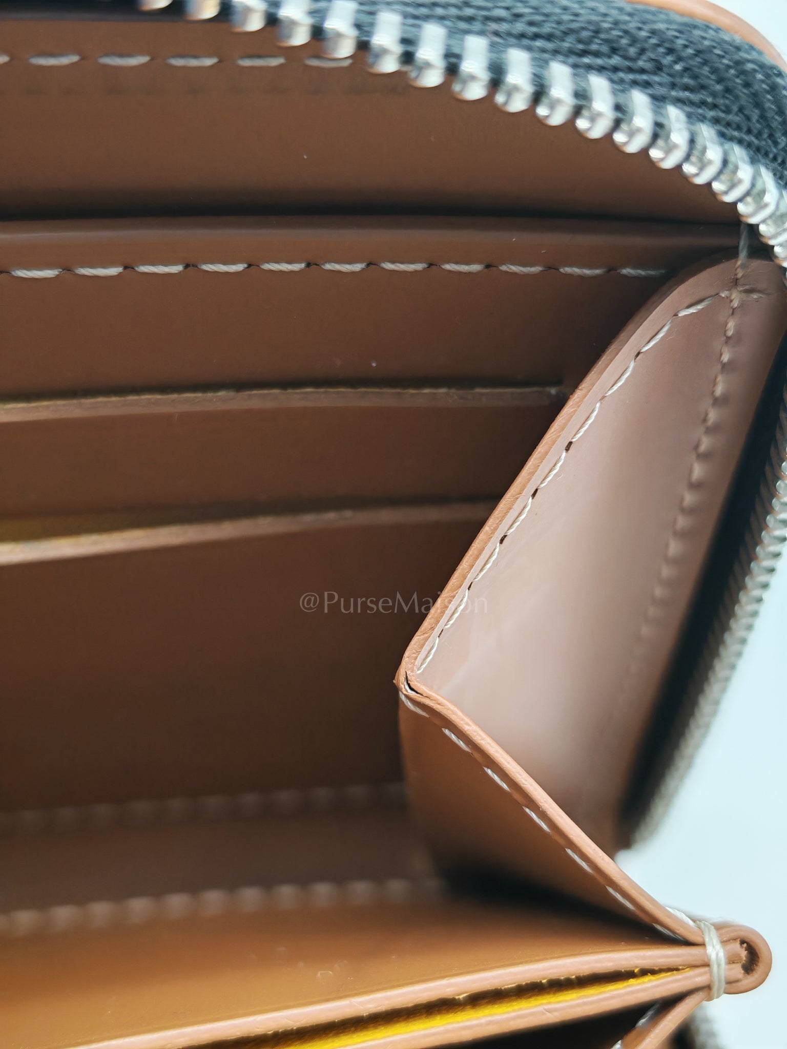 Matignon PM Zip Wallet in Tan Goyardine Canvas