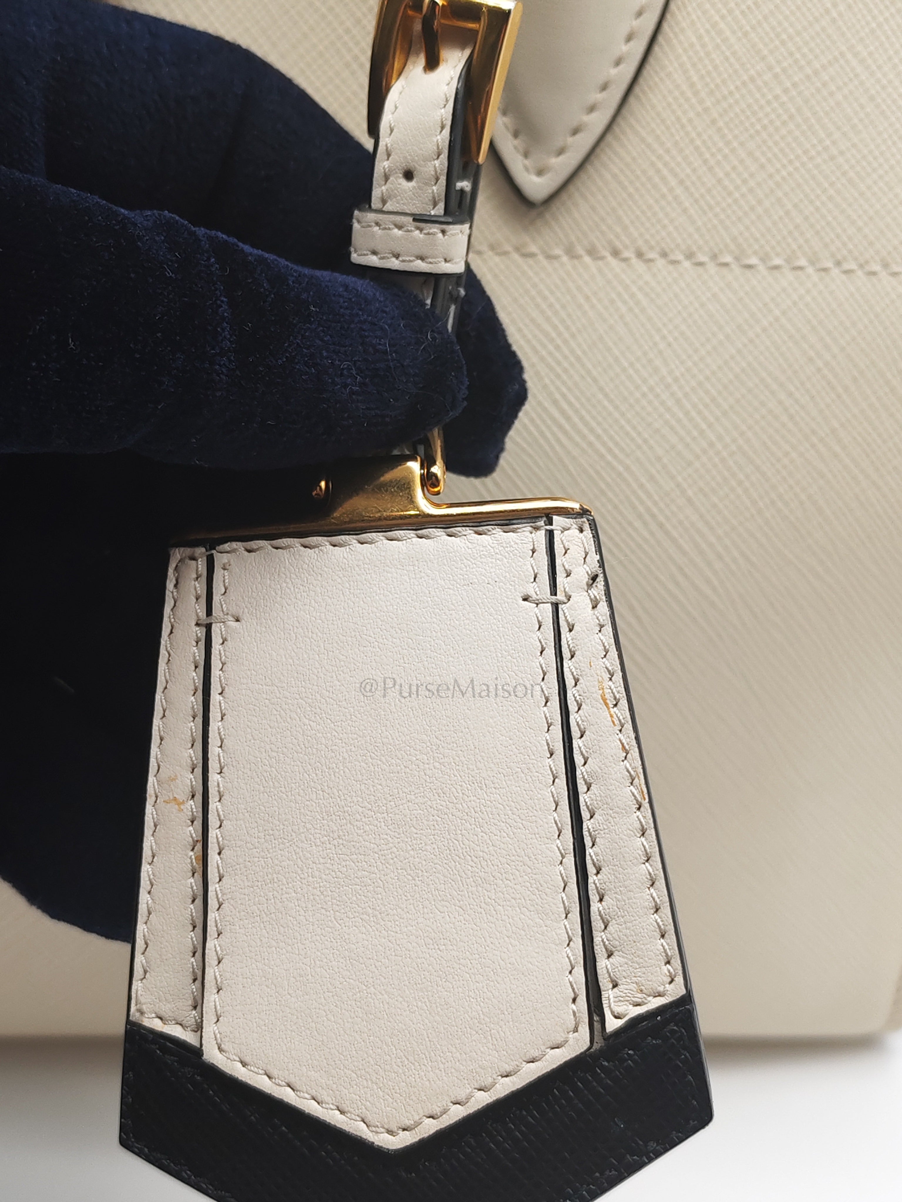 1BA103 Paradigme in Off-White Saffiano City Calfskin Greche Shoulder Bag