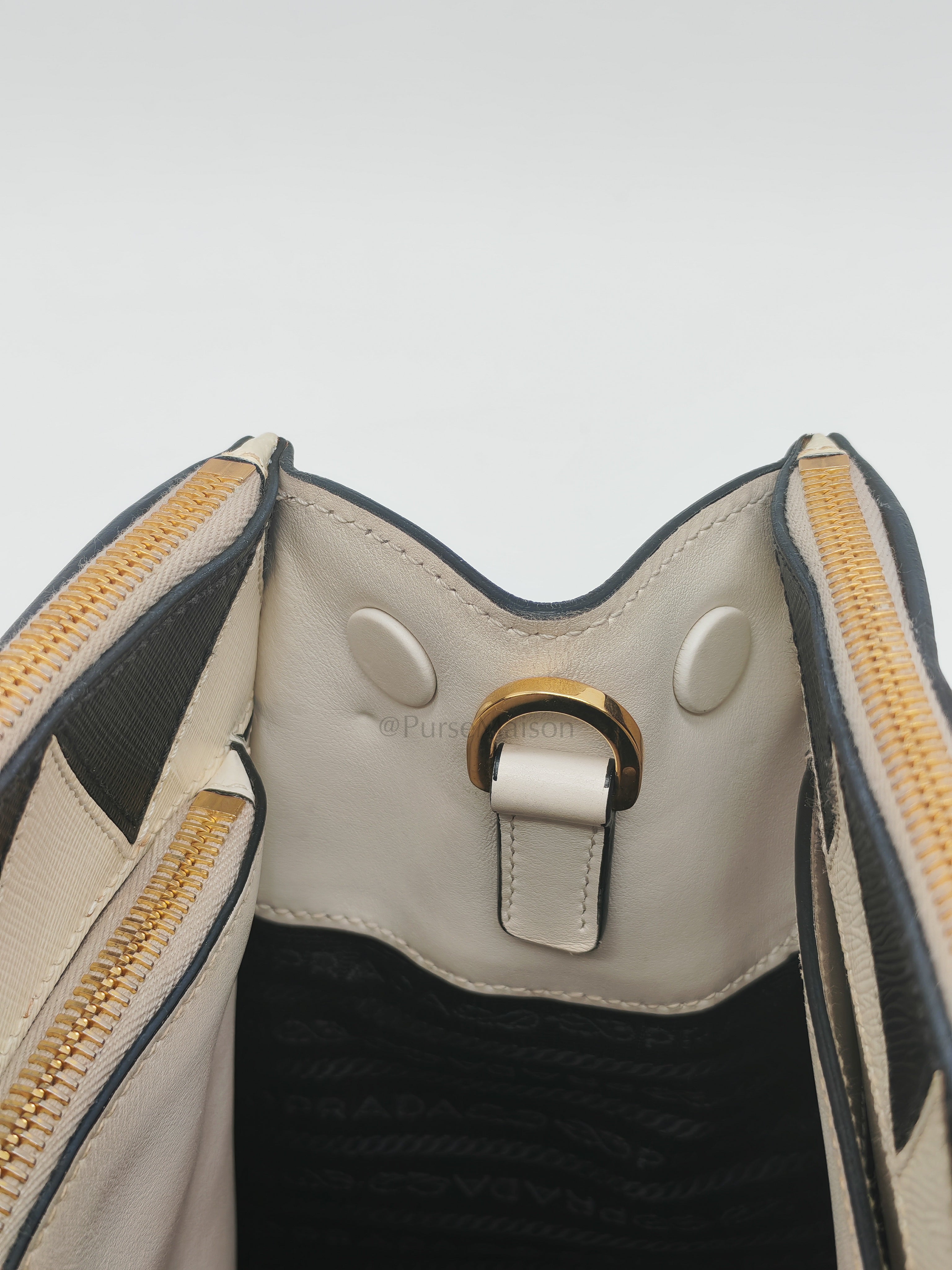 1BA103 Paradigme in Off-White Saffiano City Calfskin Greche Shoulder Bag