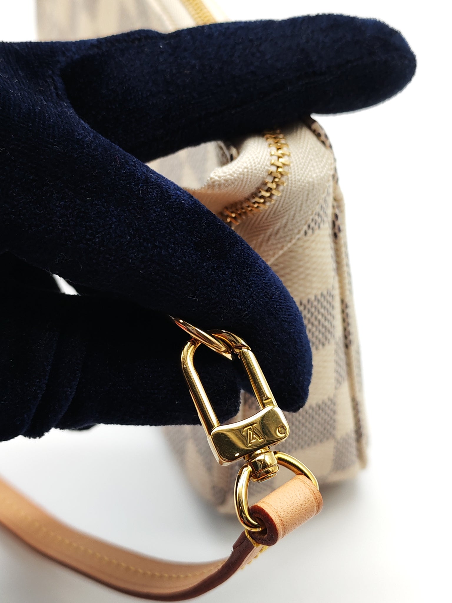 Pochette Accesories in Damier Azur Canvas Shoulder Bag (Microchip)