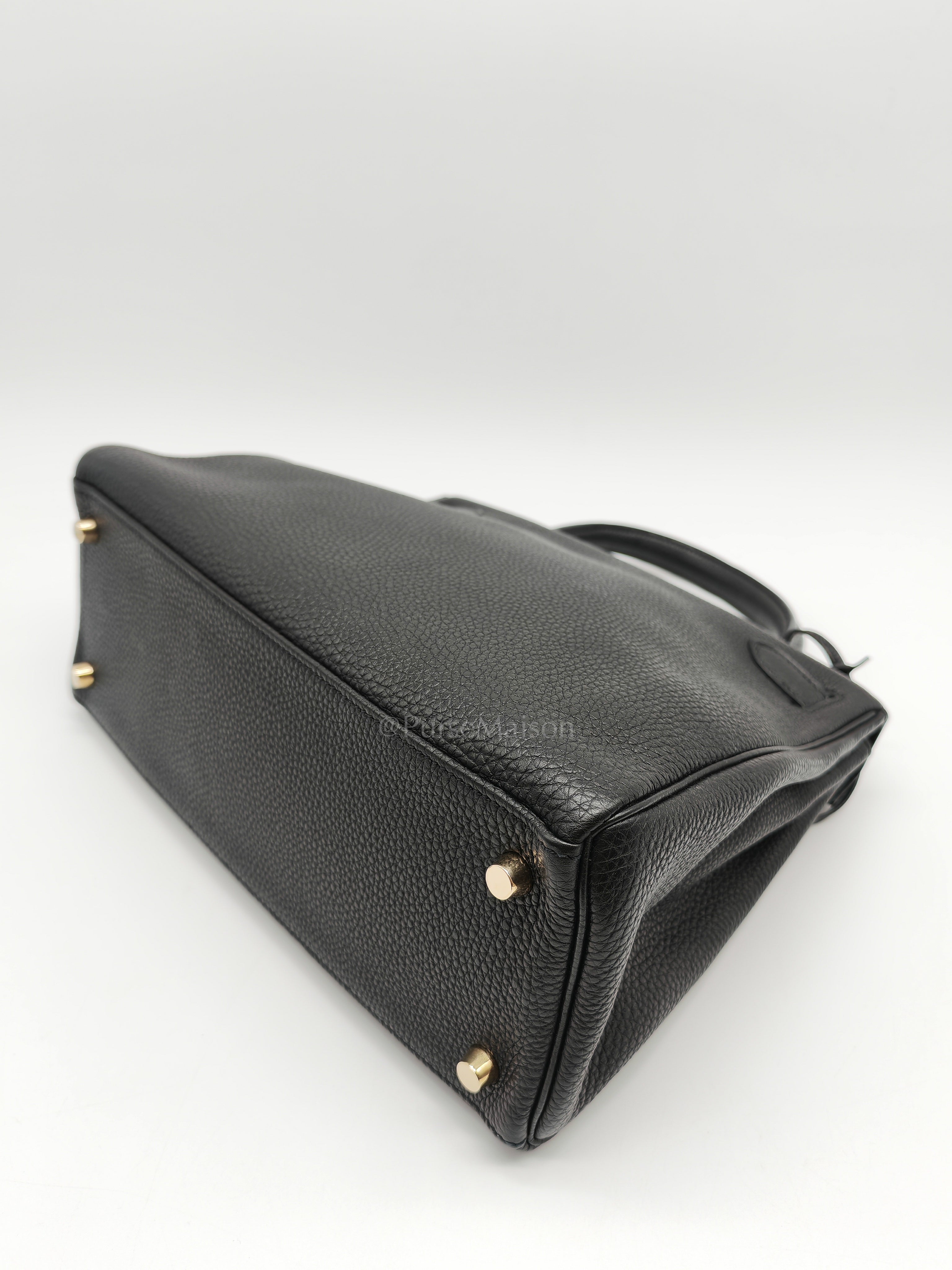 Kelly 28 Retourne in Black Togo Leather & Gold Hardware Stamp Square M (2009)