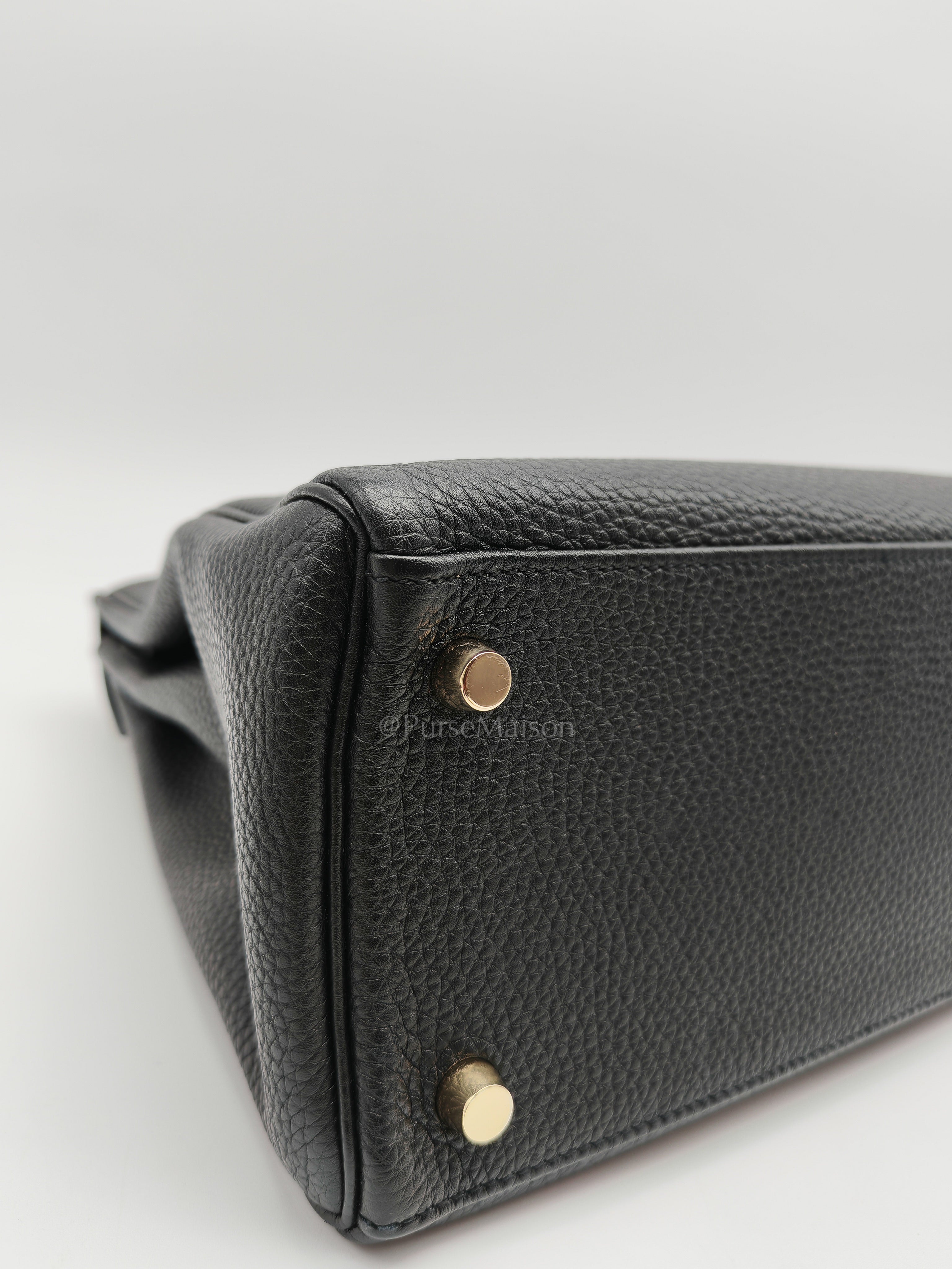 Kelly 28 Retourne in Black Togo Leather & Gold Hardware Stamp Square M (2009)