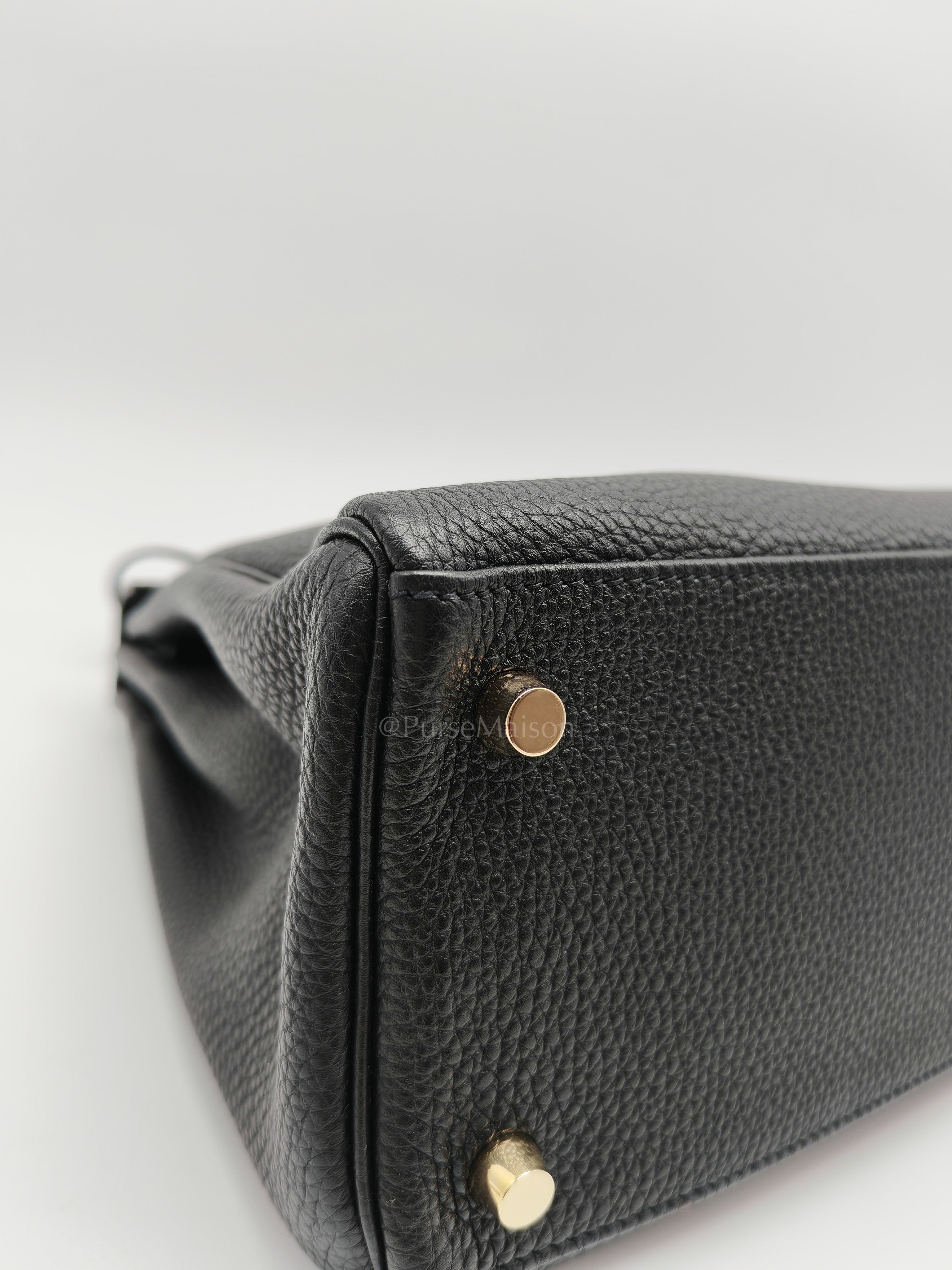 Kelly 28 Retourne in Black Togo Leather & Gold Hardware Stamp Square M (2009)