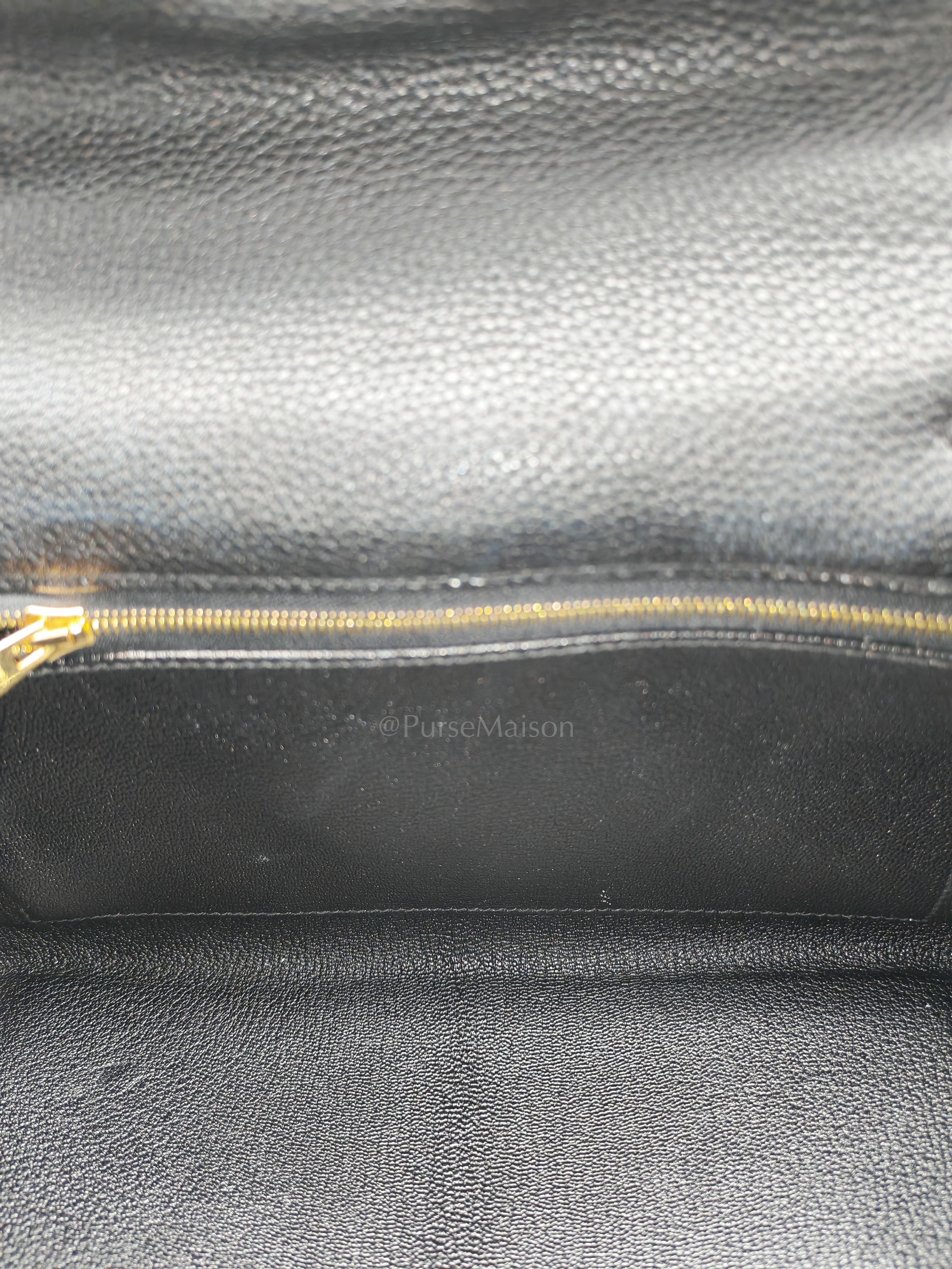 Kelly 28 Retourne in Black Togo Leather & Gold Hardware Stamp Square M (2009)