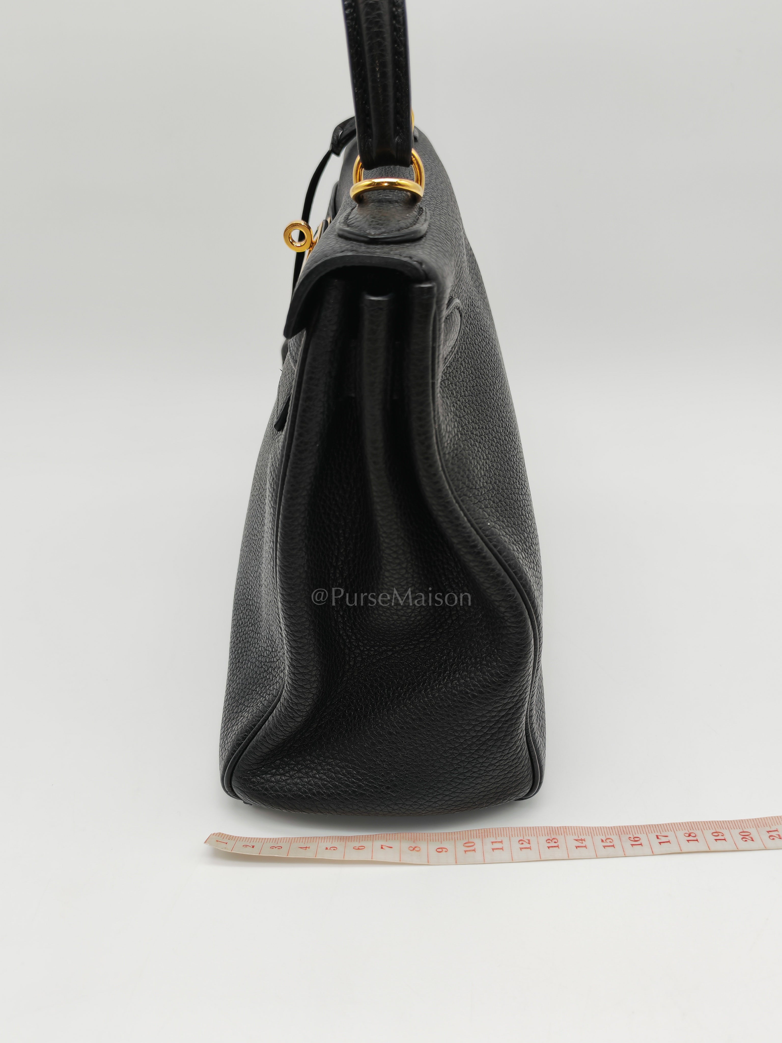 Kelly 28 Retourne in Black Togo Leather & Gold Hardware Stamp Square M (2009)