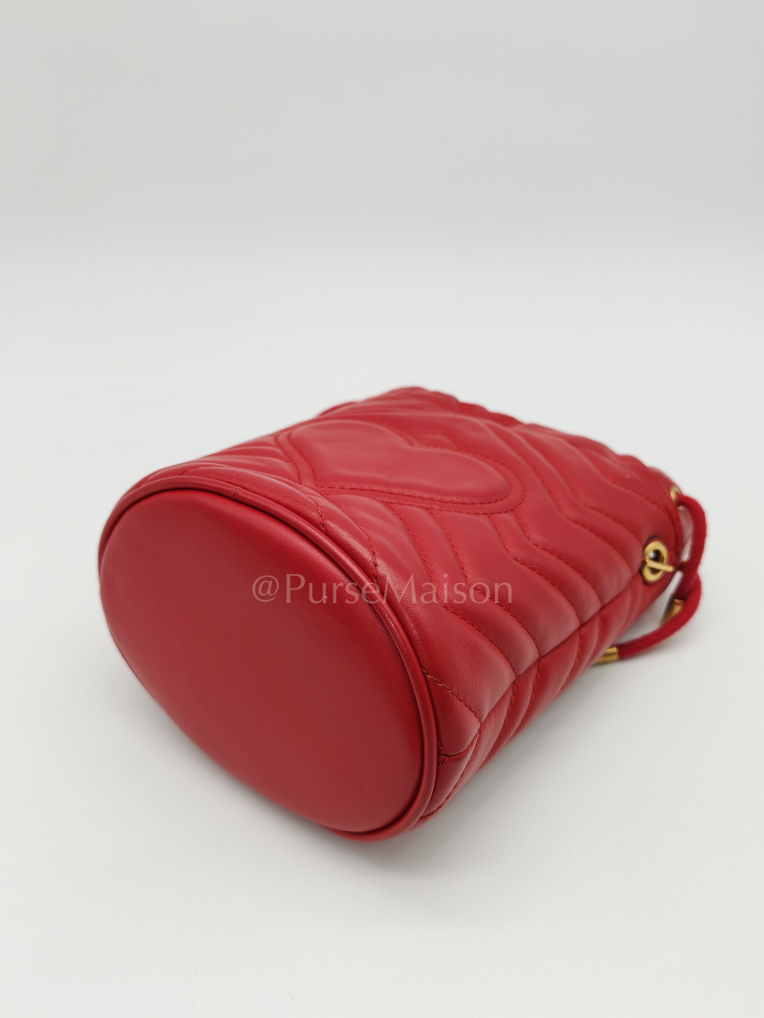 GG Mini Bucket Bag in Red Marmont Matelasse Leather