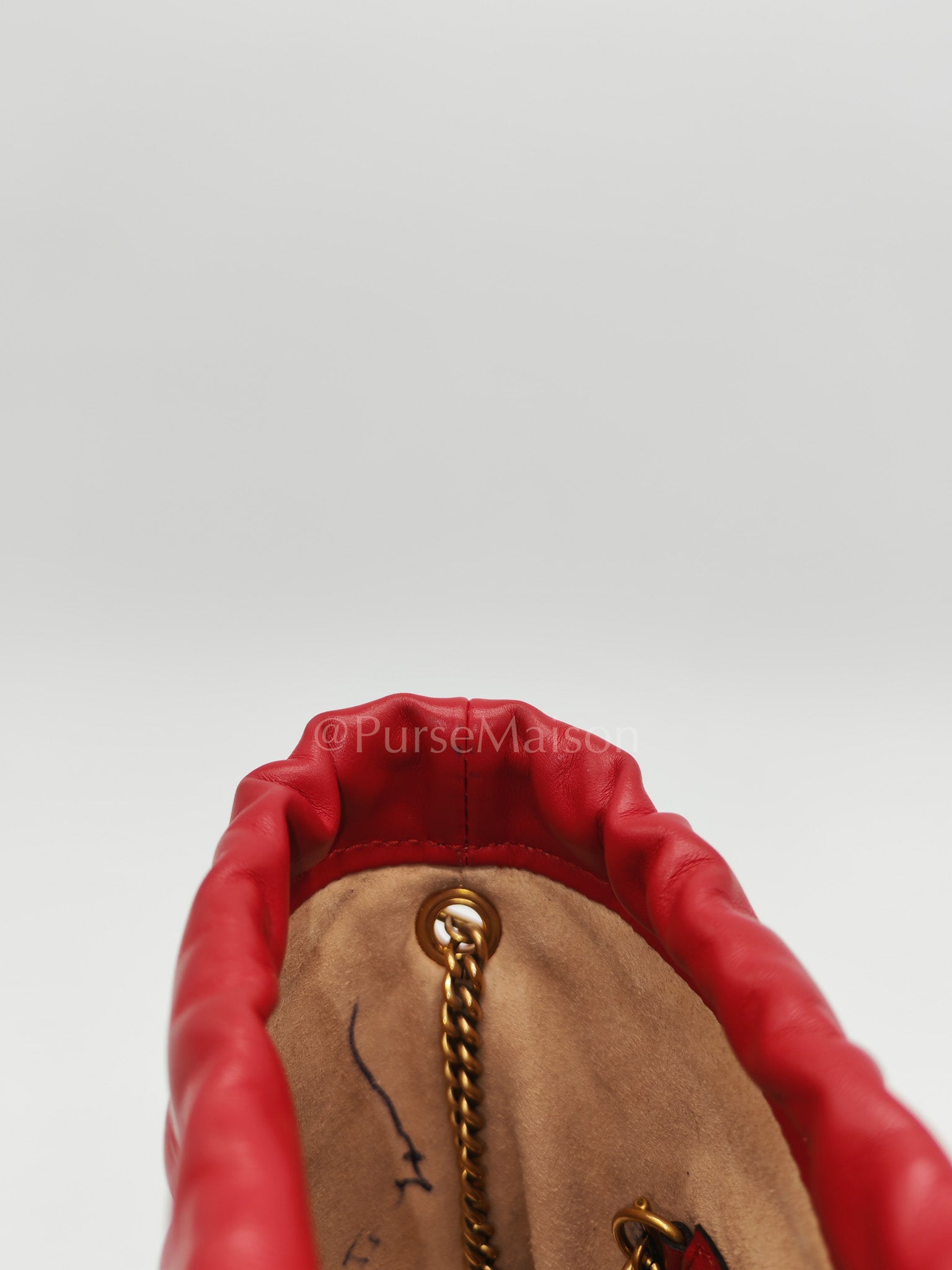 GG Mini Bucket Bag in Red Marmont Matelasse Leather