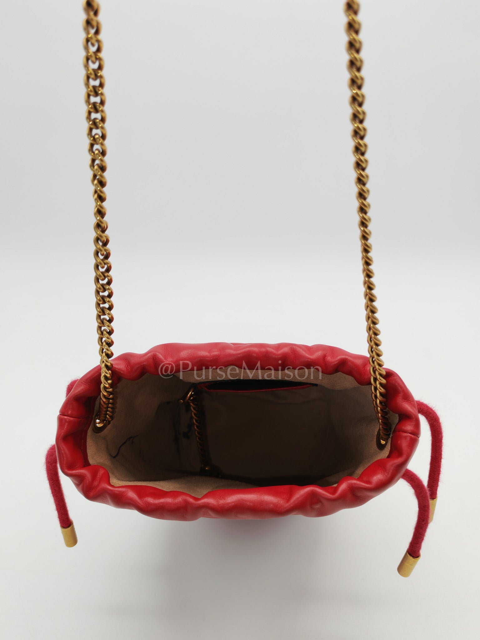 GG Mini Bucket Bag in Red Marmont Matelasse Leather