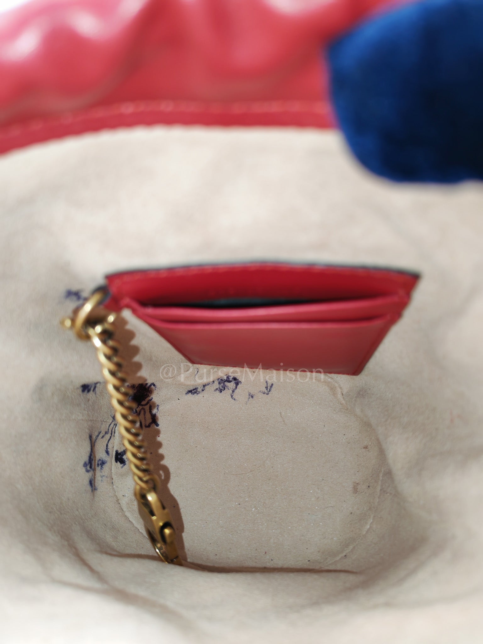 GG Mini Bucket Bag in Red Marmont Matelasse Leather