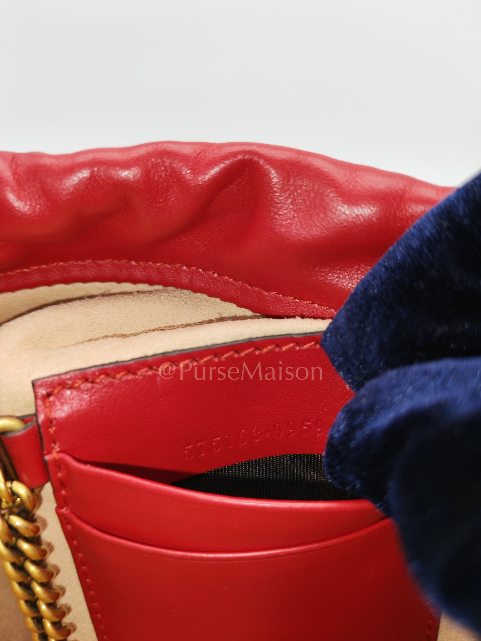 GG Mini Bucket Bag in Red Marmont Matelasse Leather