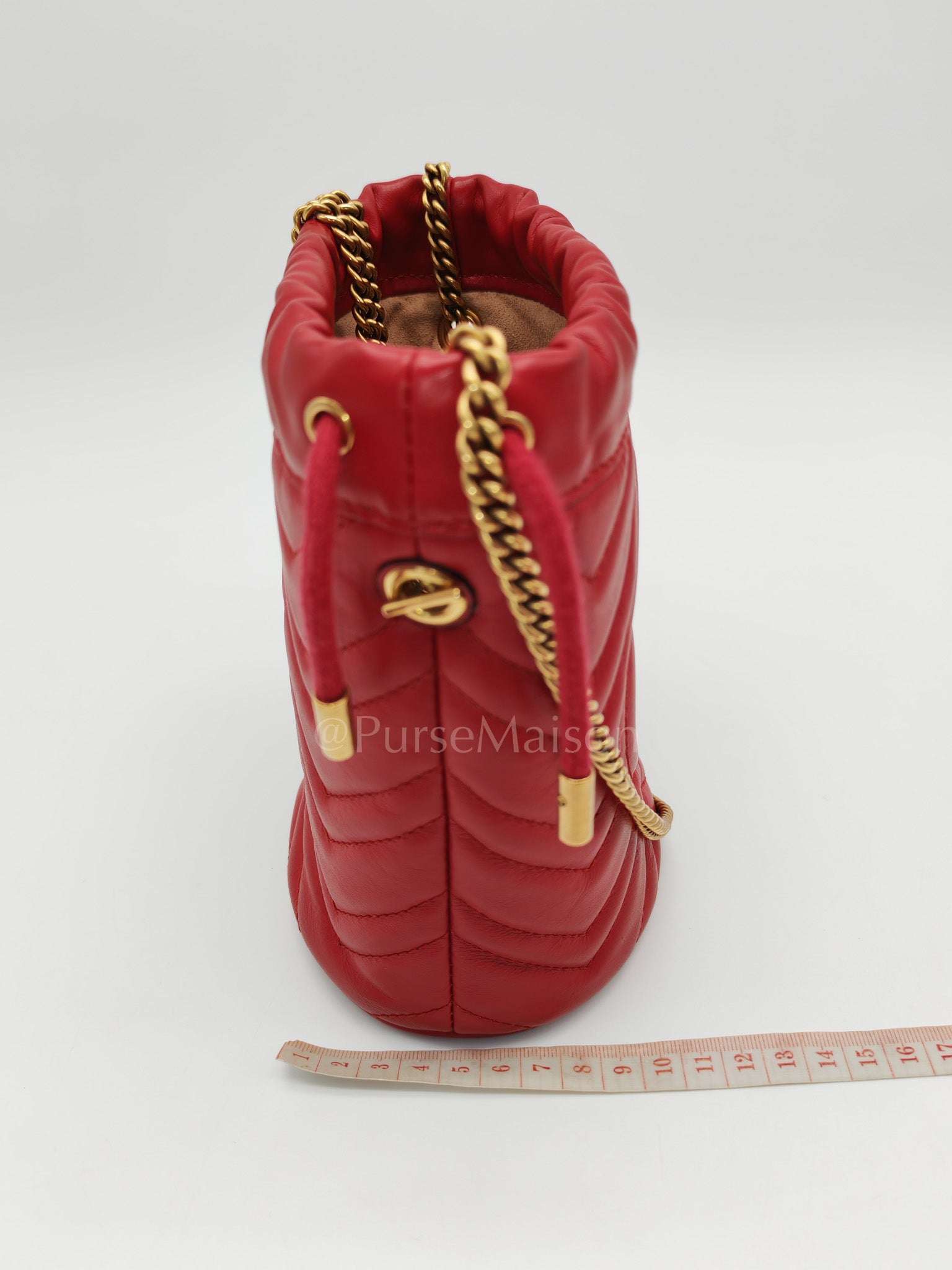 GG Mini Bucket Bag in Red Marmont Matelasse Leather