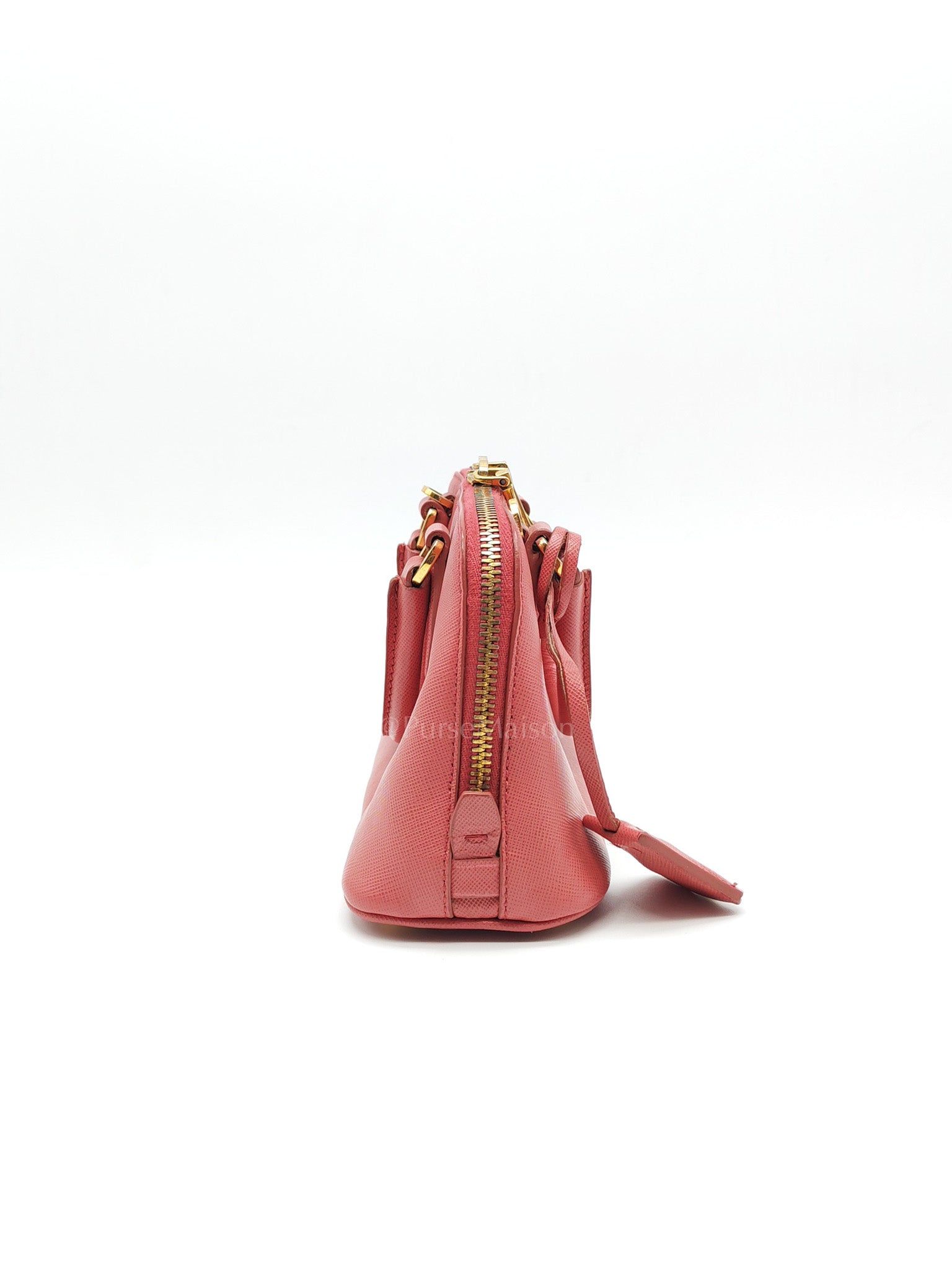 Promenade Mini Bag in Pink Saffiano Lux Leather & Gold Hardware