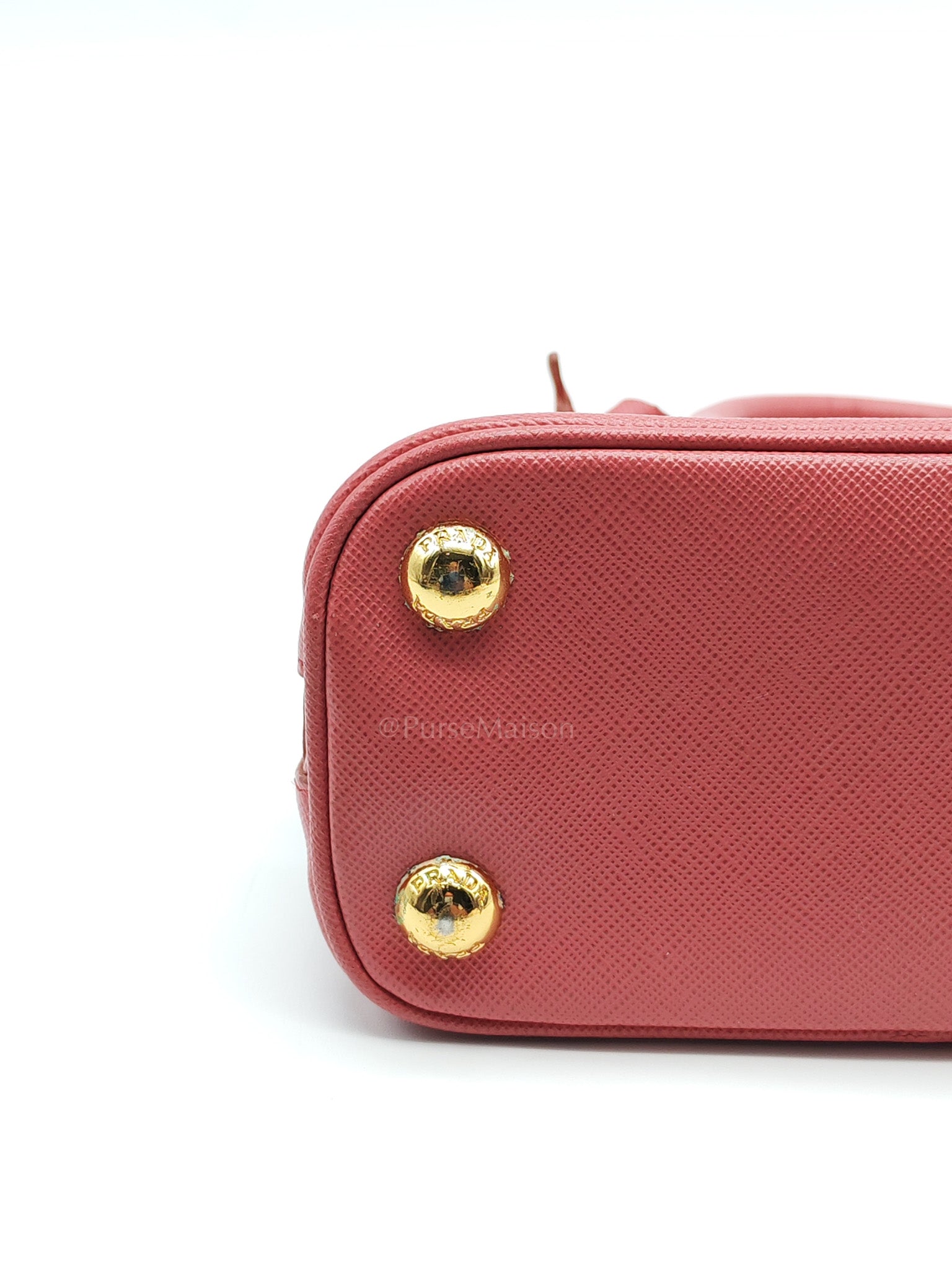 Promenade Mini Bag in Pink Saffiano Lux Leather & Gold Hardware