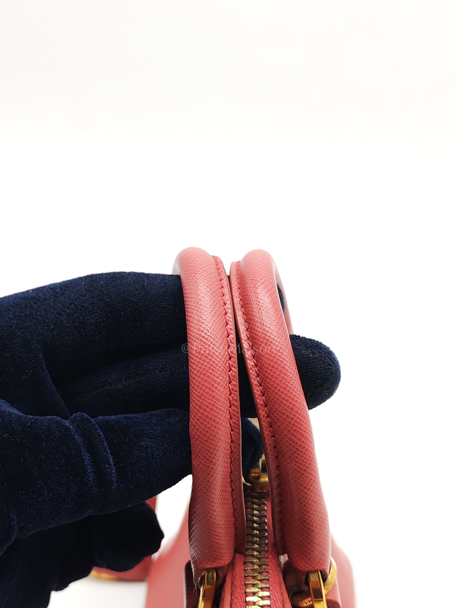 Promenade Mini Bag in Pink Saffiano Lux Leather & Gold Hardware