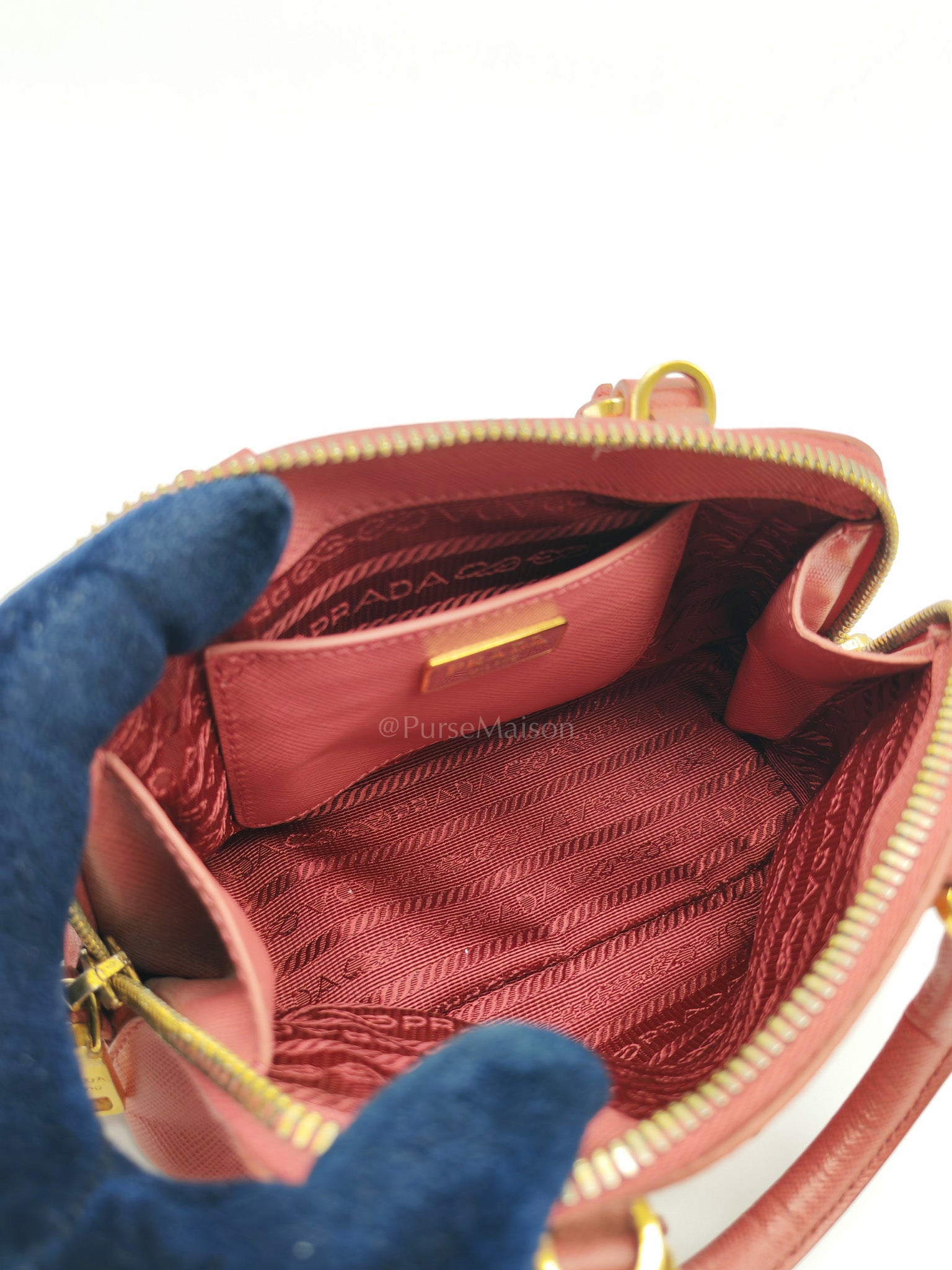 Promenade Mini Bag in Pink Saffiano Lux Leather & Gold Hardware