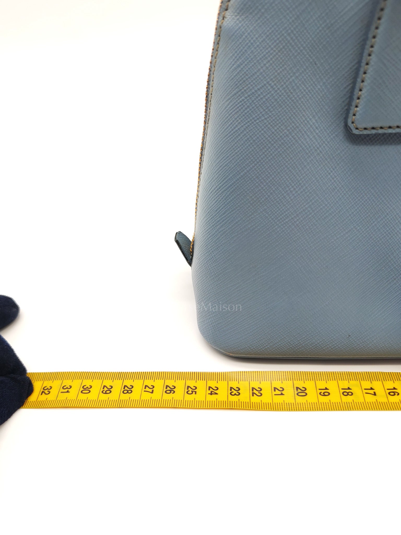 Promenade Small Bag in Light Blue Saffiano Lux Leather & Gold Hardware