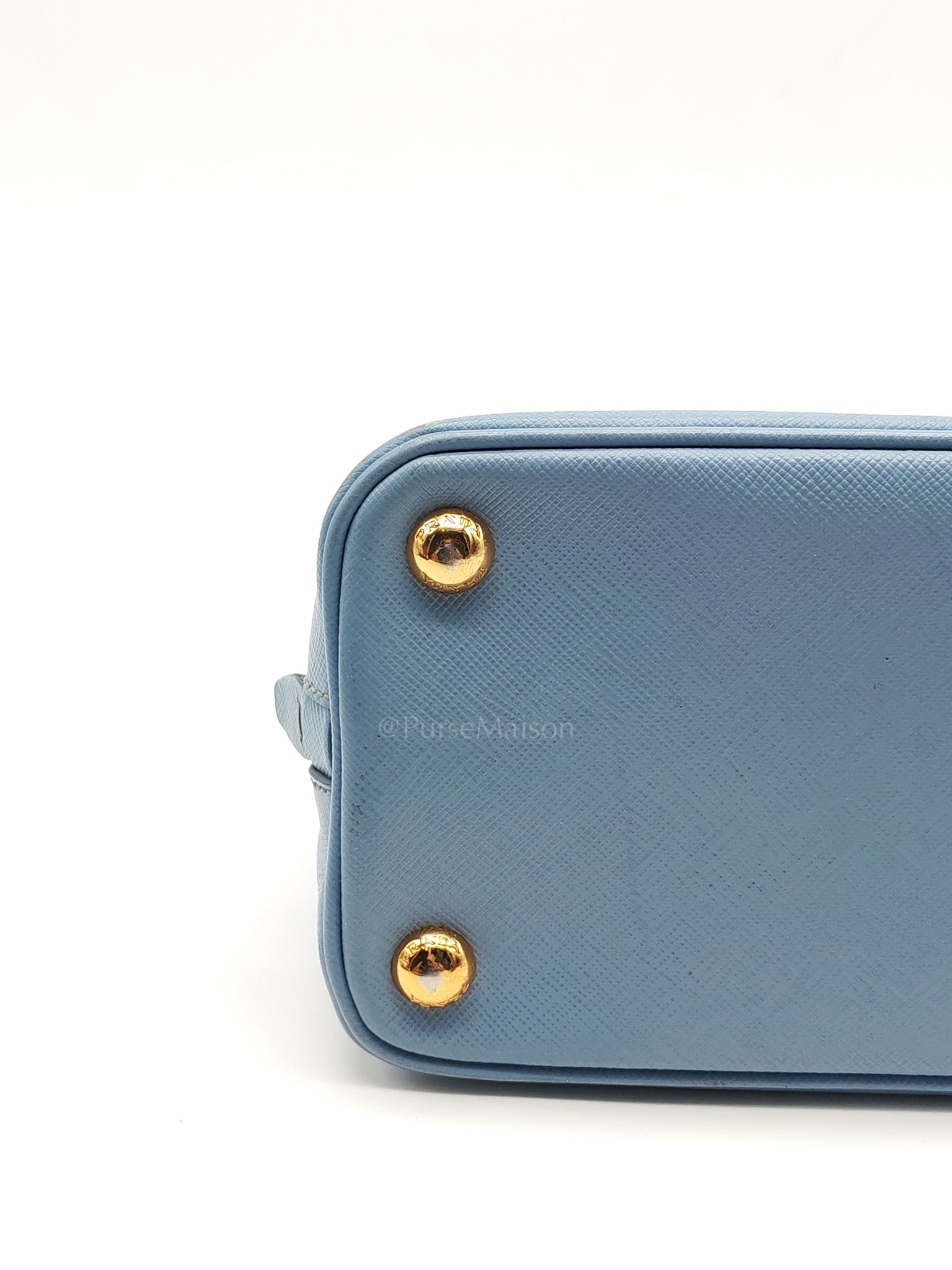 Promenade Small Bag in Light Blue Saffiano Lux Leather & Gold Hardware