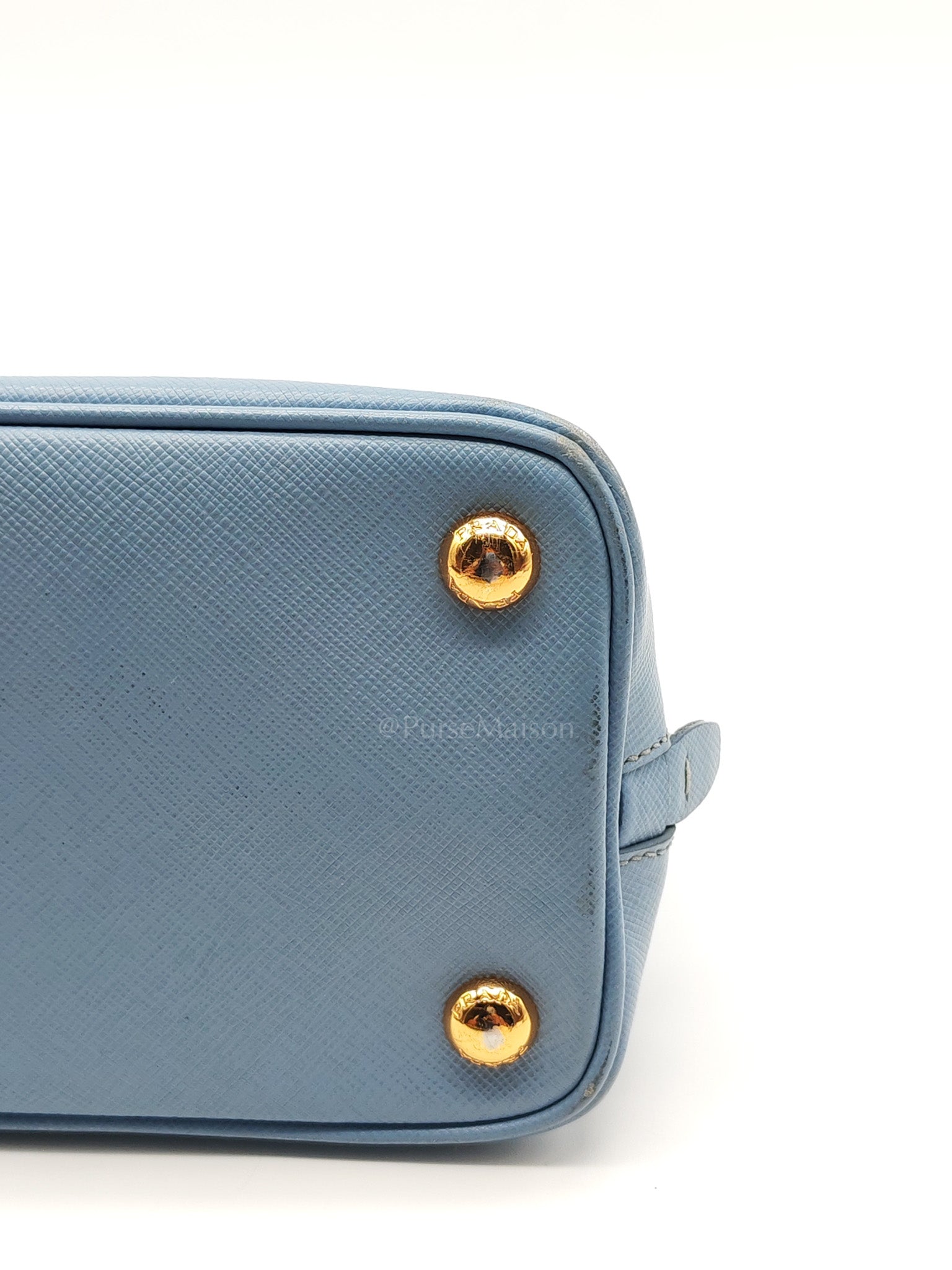 Promenade Small Bag in Light Blue Saffiano Lux Leather & Gold Hardware