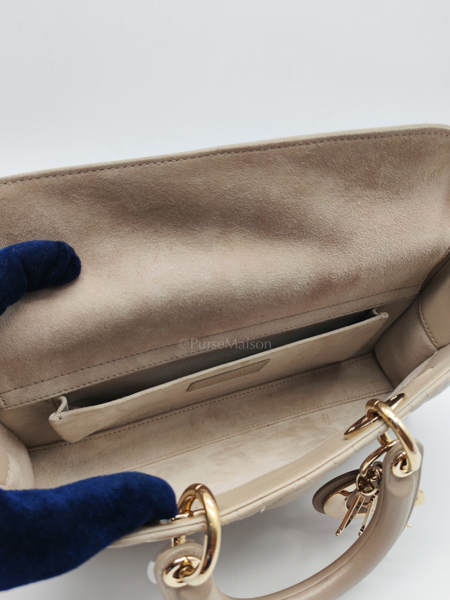 Lady D-Joy Medium in Light Taupe Cannage Lambskin Leather Shoulder Bag