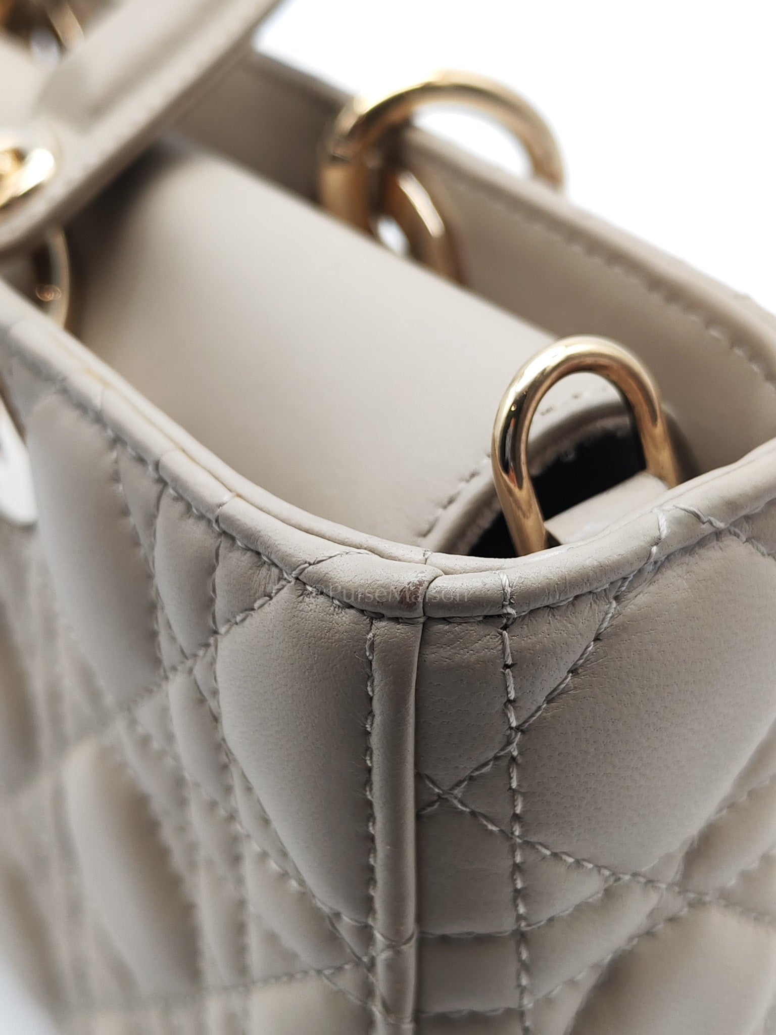 Lady D-Joy Medium in Light Taupe Cannage Lambskin Leather Shoulder Bag
