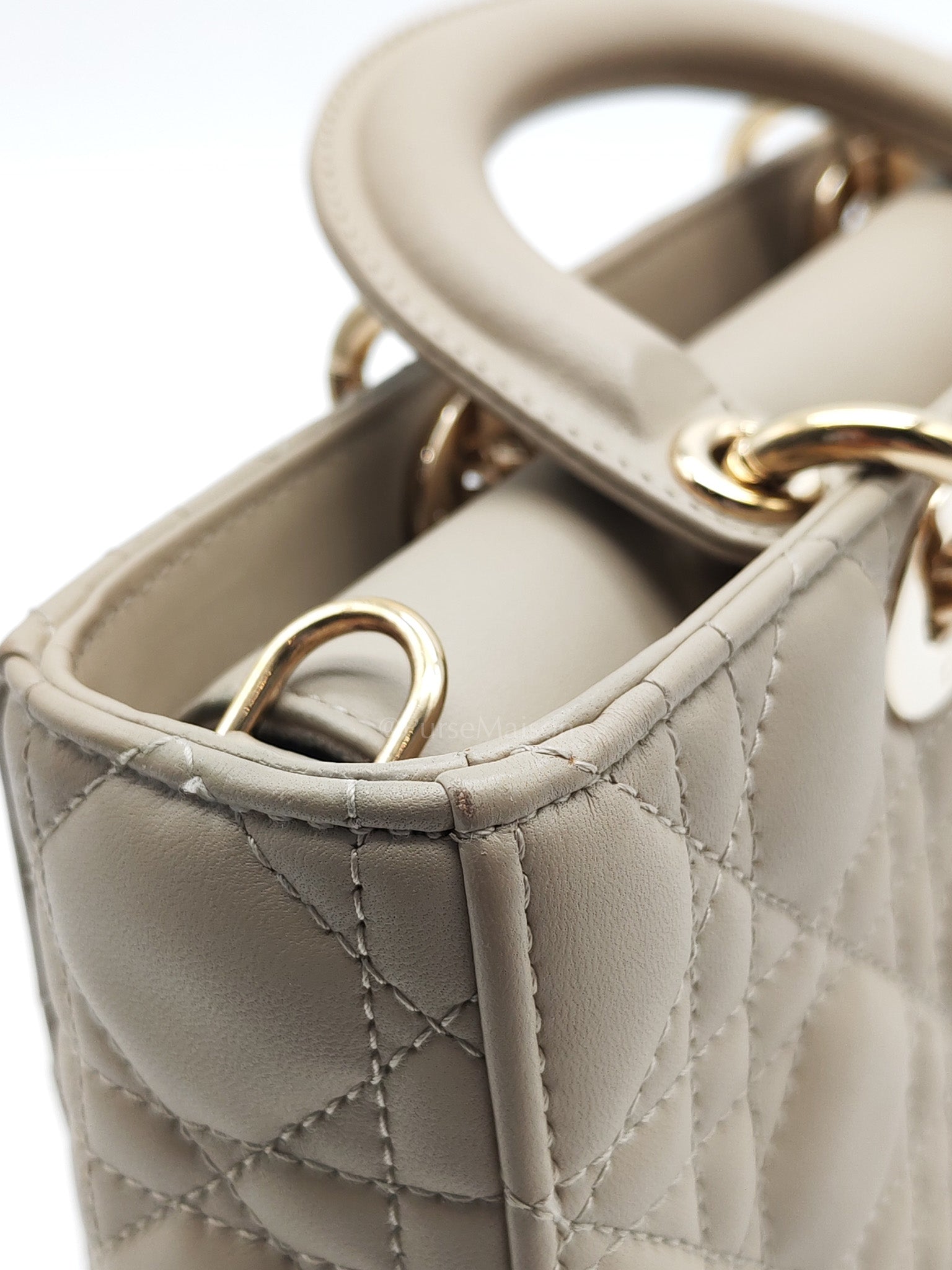 Lady D-Joy Medium in Light Taupe Cannage Lambskin Leather Shoulder Bag