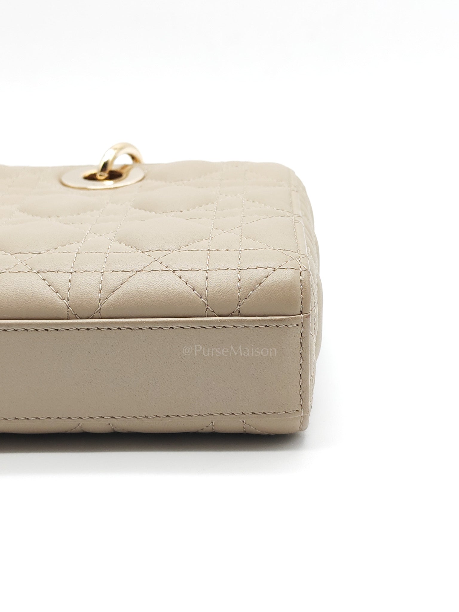 Lady D-Joy Medium in Light Taupe Cannage Lambskin Leather Shoulder Bag