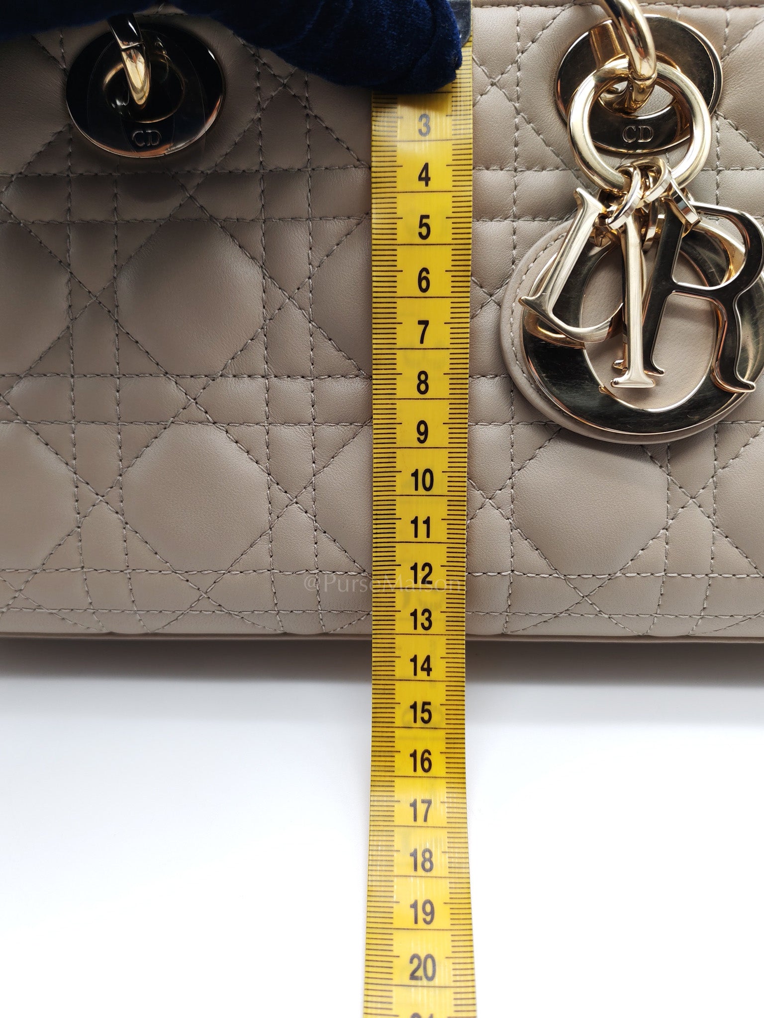 Lady D-Joy Medium in Light Taupe Cannage Lambskin Leather Shoulder Bag