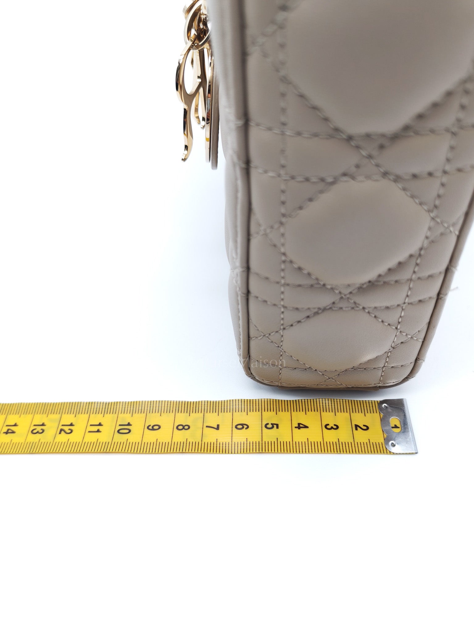 Lady D-Joy Medium in Light Taupe Cannage Lambskin Leather Shoulder Bag