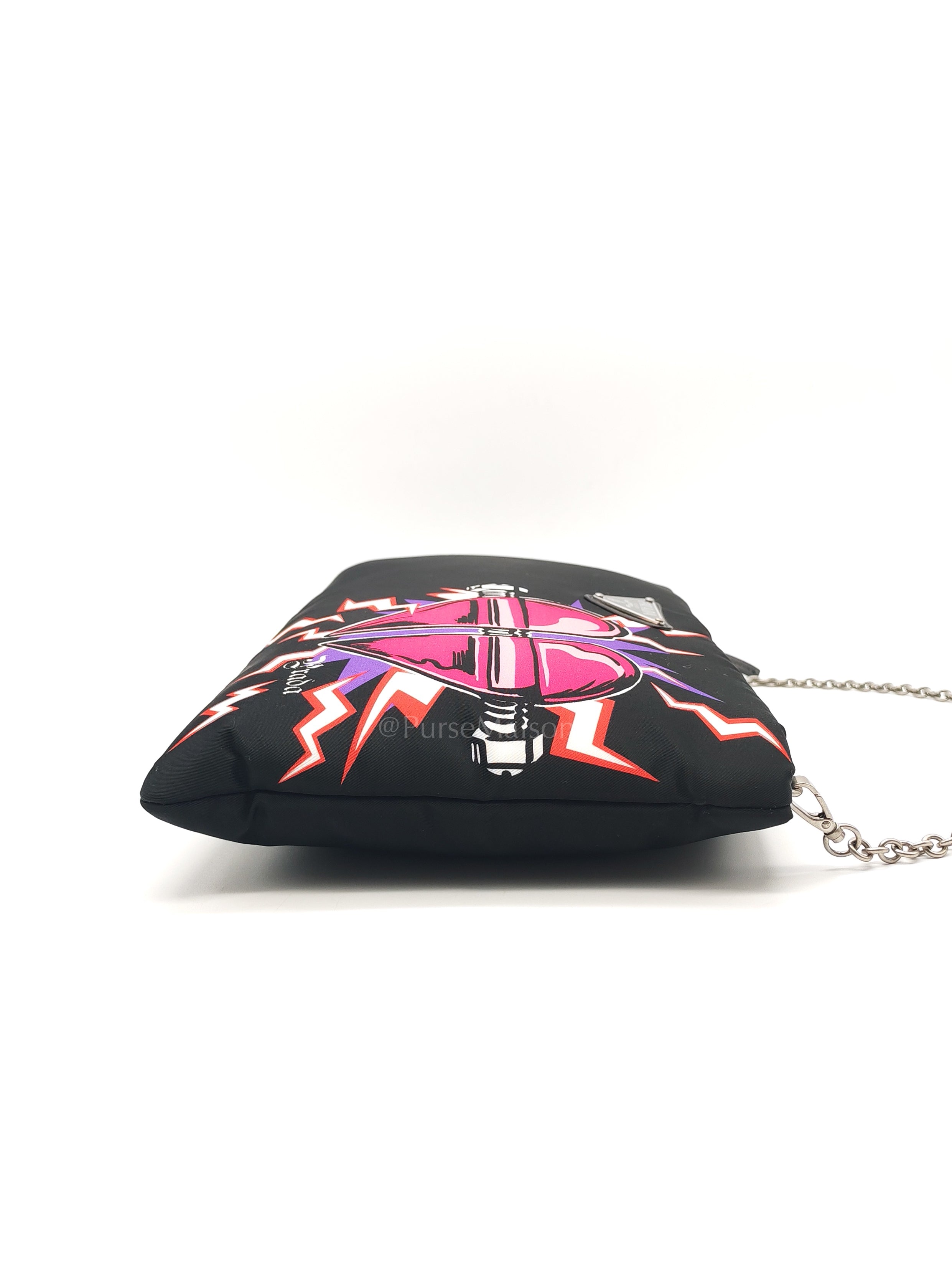 Prada x Universal Studios Frankenstein Heart in Black Tessuto Nylon Pouch