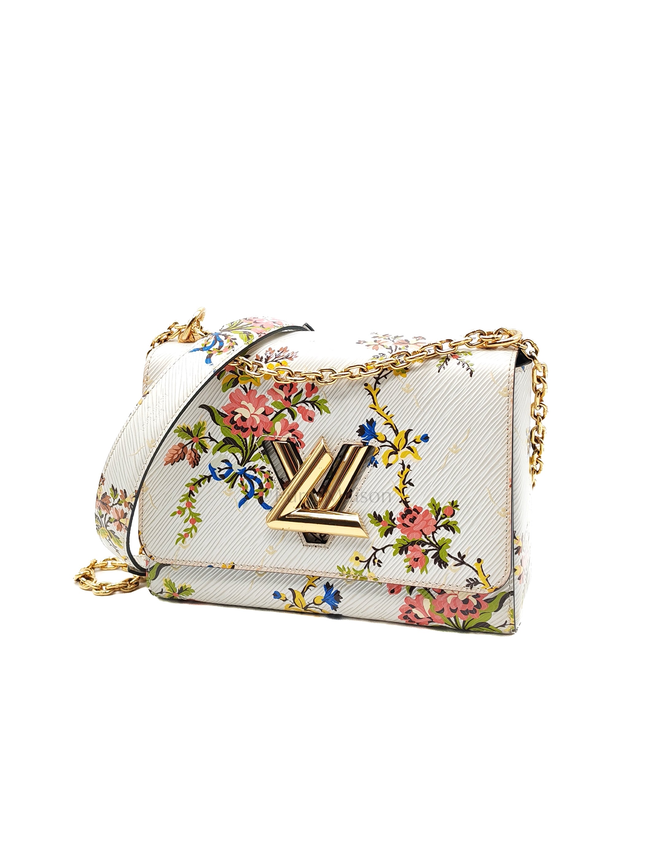 Twist Lock MM in White Romantic Blossom Epi Leather & Gold Hardware (Date Code: SR0138)