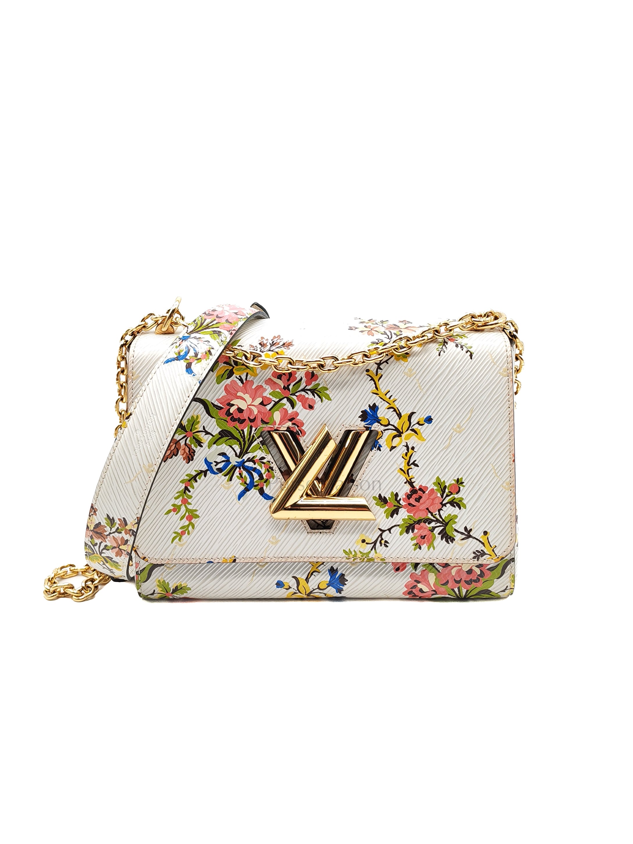Twist Lock MM in White Romantic Blossom Epi Leather & Gold Hardware (Date Code: SR0138)